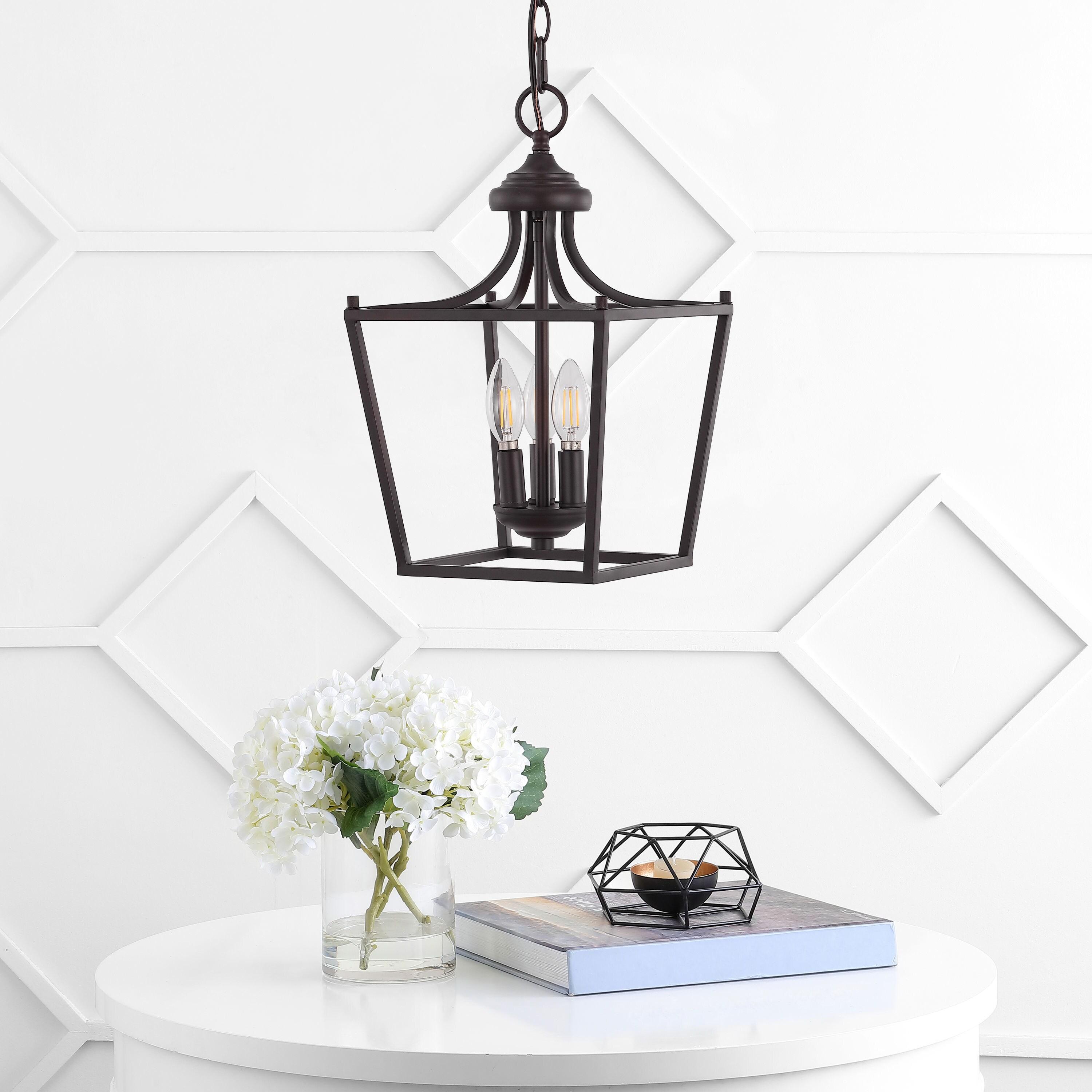 Camden 10" 3-Light Iron Classic Midcentury Pendant Lantern, Oil Rubbed Bronze