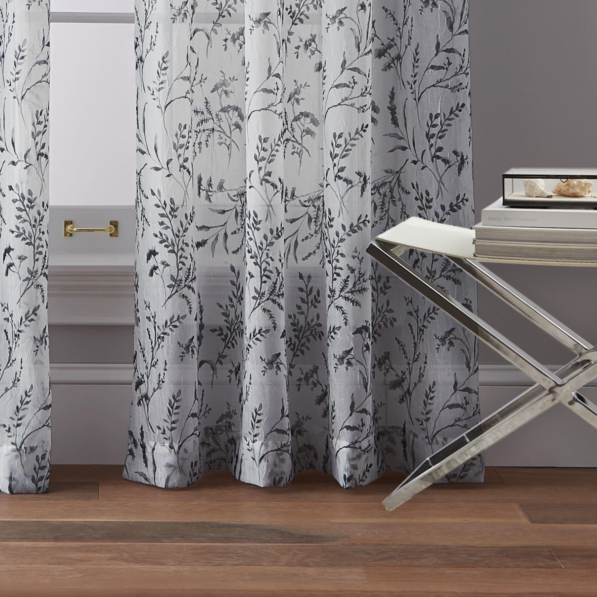 CHF Santa Barbara 84" Curtain Panel, Floral, Gray, Adult