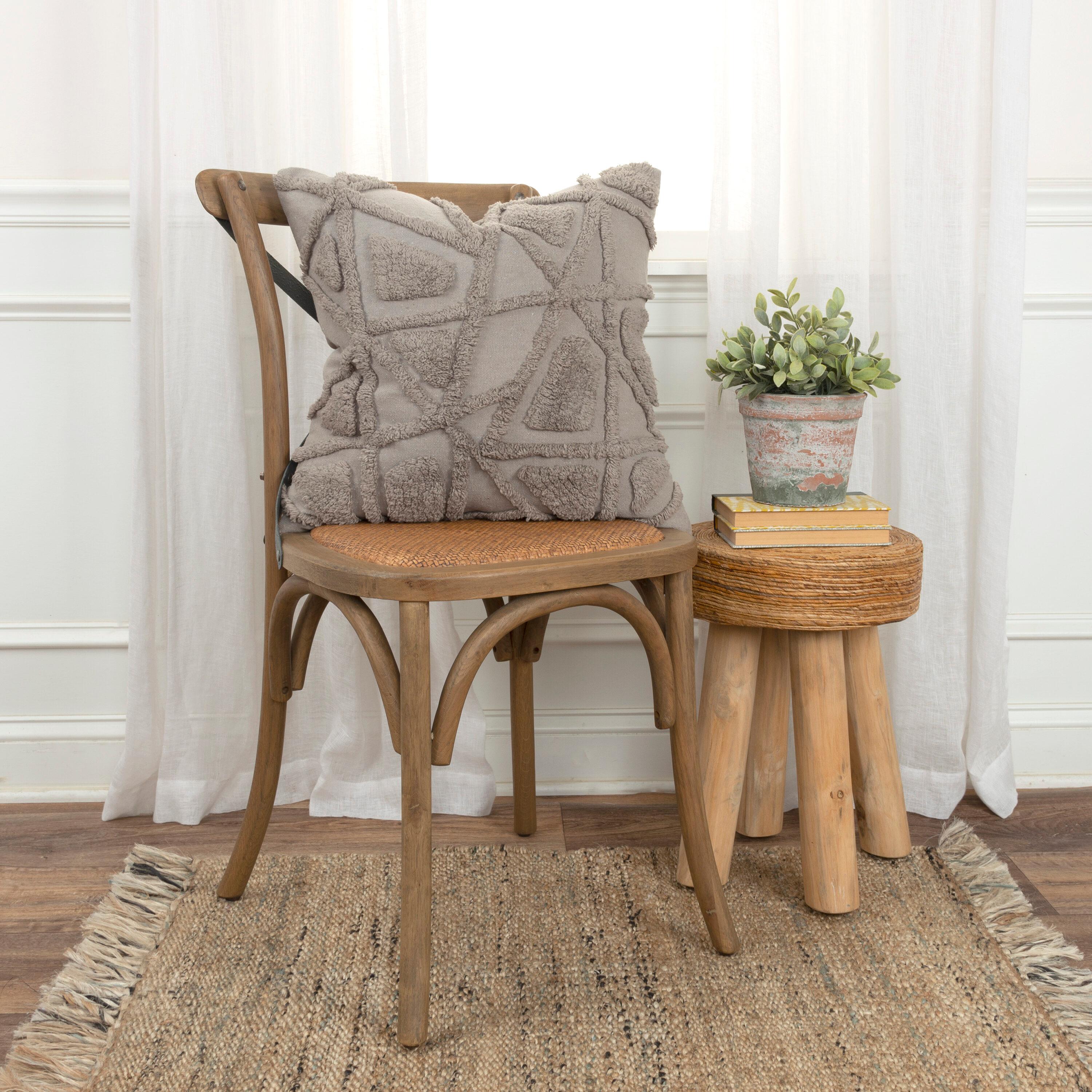 Slate Gray Tufted Cotton Blend Square Decorative Pillow