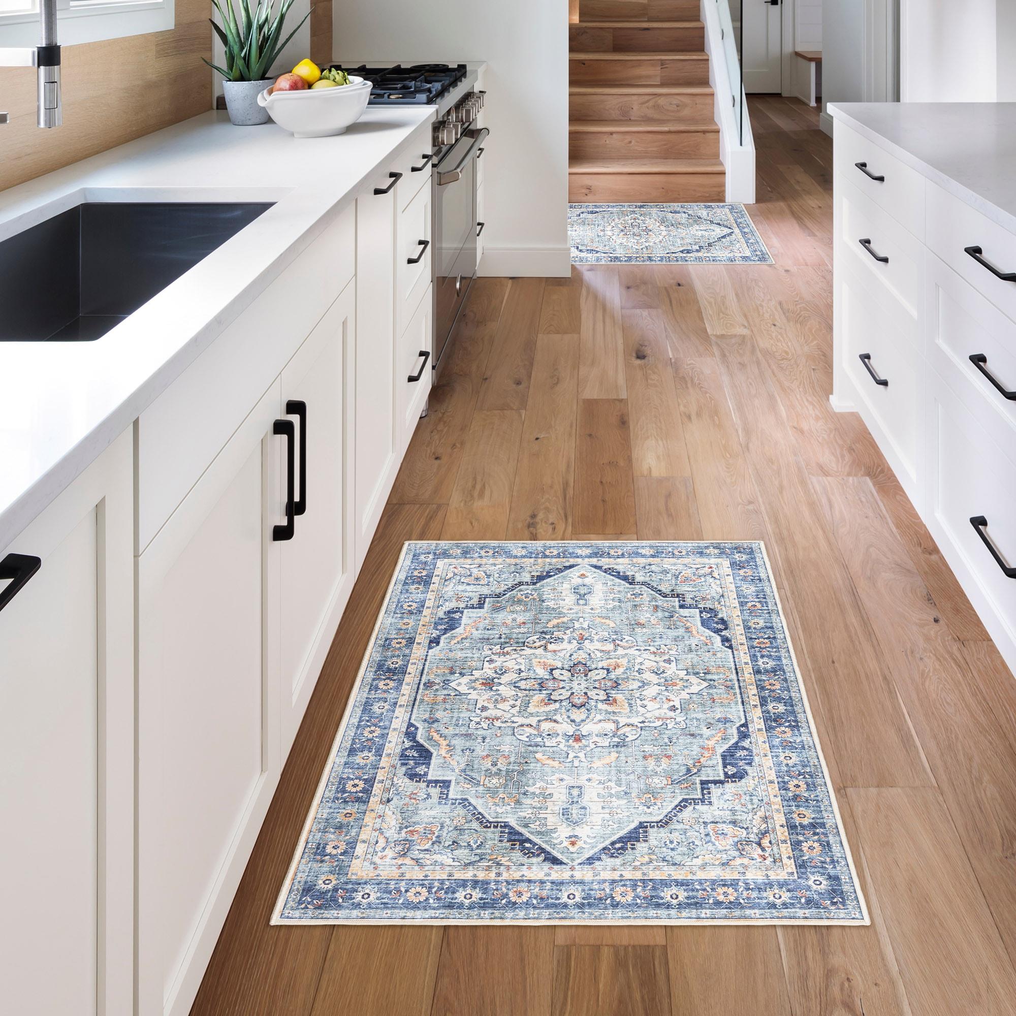 Gertmenian Crystal Print Tiefi Gray Ivory Multi Traditional Medallion Washable Flat Pile Indoor Area Rug