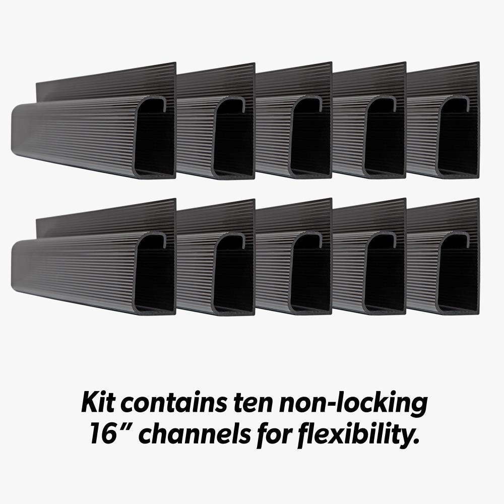 Fleming Supply J Channel Desk Cable Organizer/Cord Concealer Kit - Black, 10 Non-Locking Channels