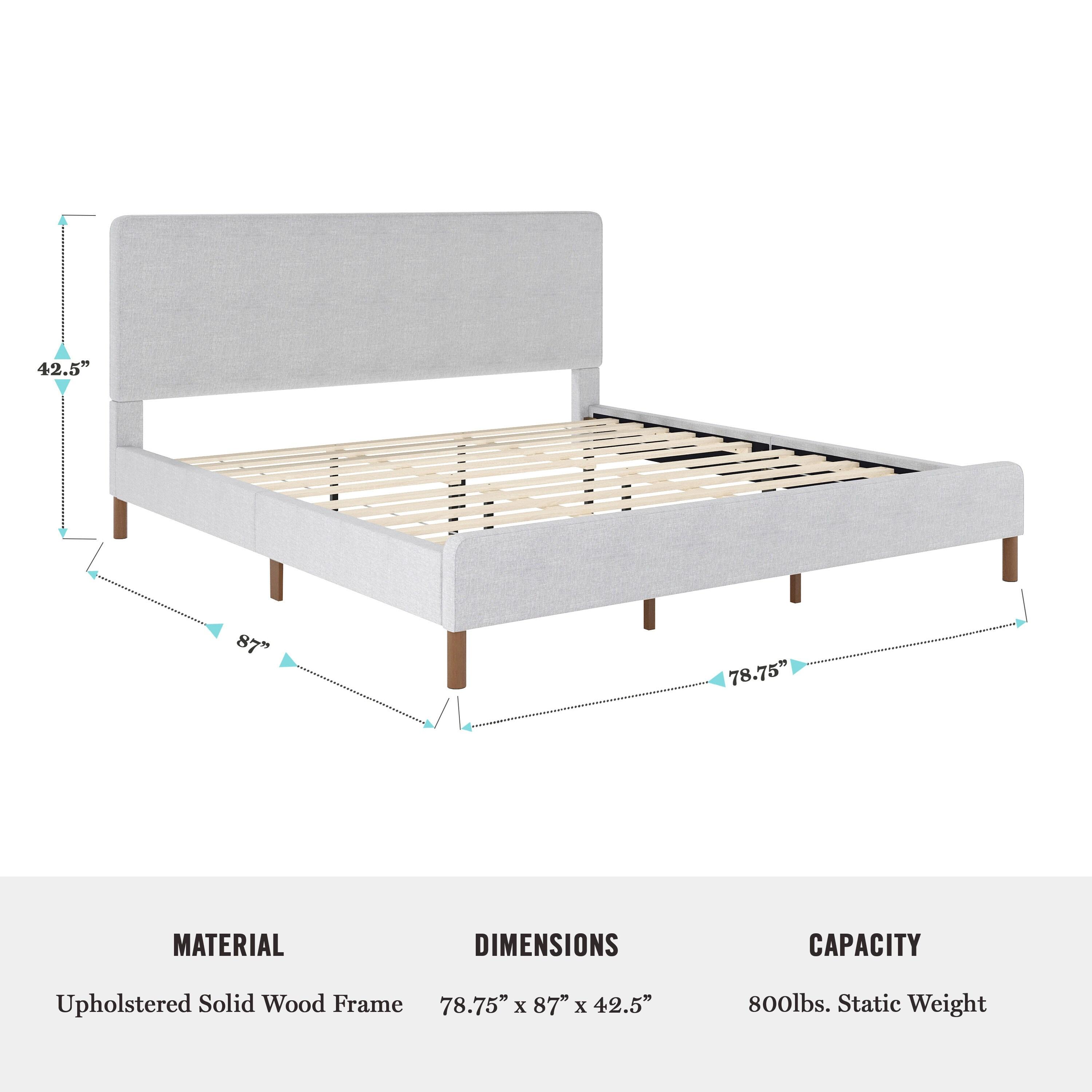 Martha Stewart Britta Upholstered Platform Bed With Piped Detail Headboard