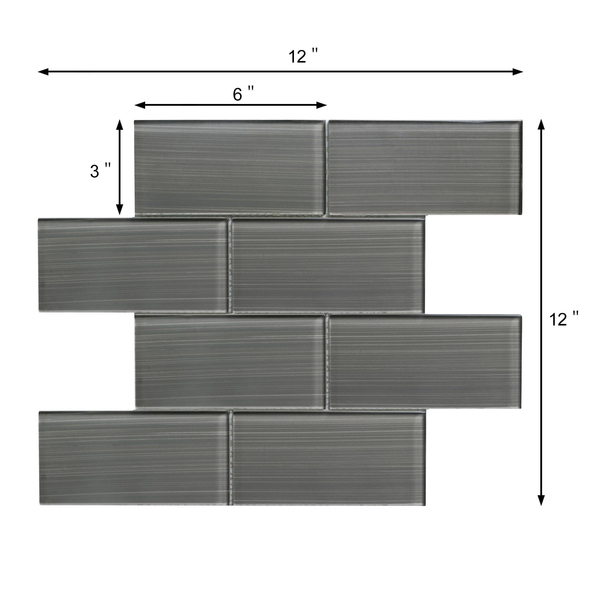 Premium Hand Painted 3" x 6" Straight Edge Glass Mosaic Subway Tile