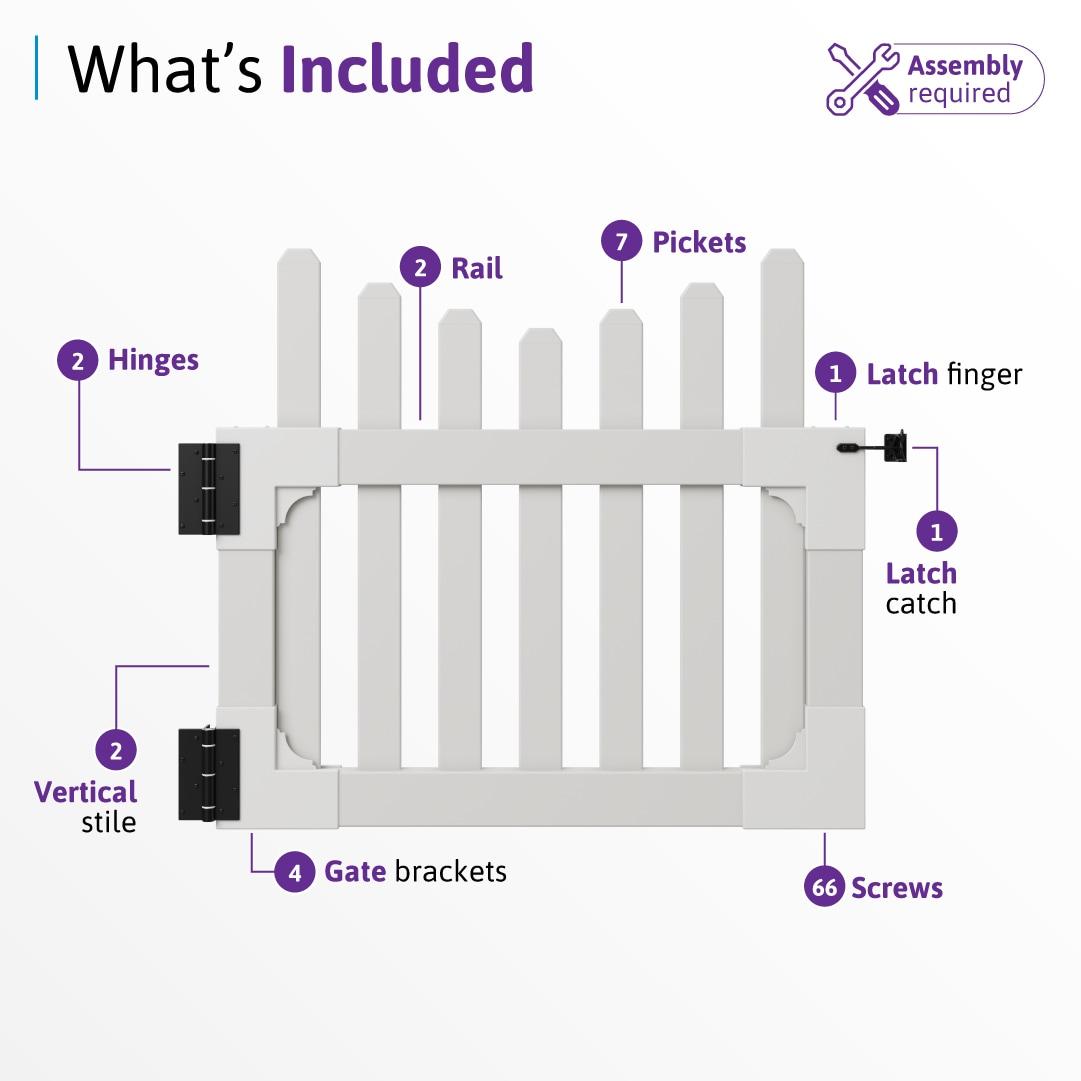 3ft H x 3.5ft W (1 Gate) No Dig WamBam All American Gate Kit, White Vinyl Picket Yard Fence Gate w/ Hardware Included for All American Fence, Outdoor Gate for Patio & Yard, ZP19043