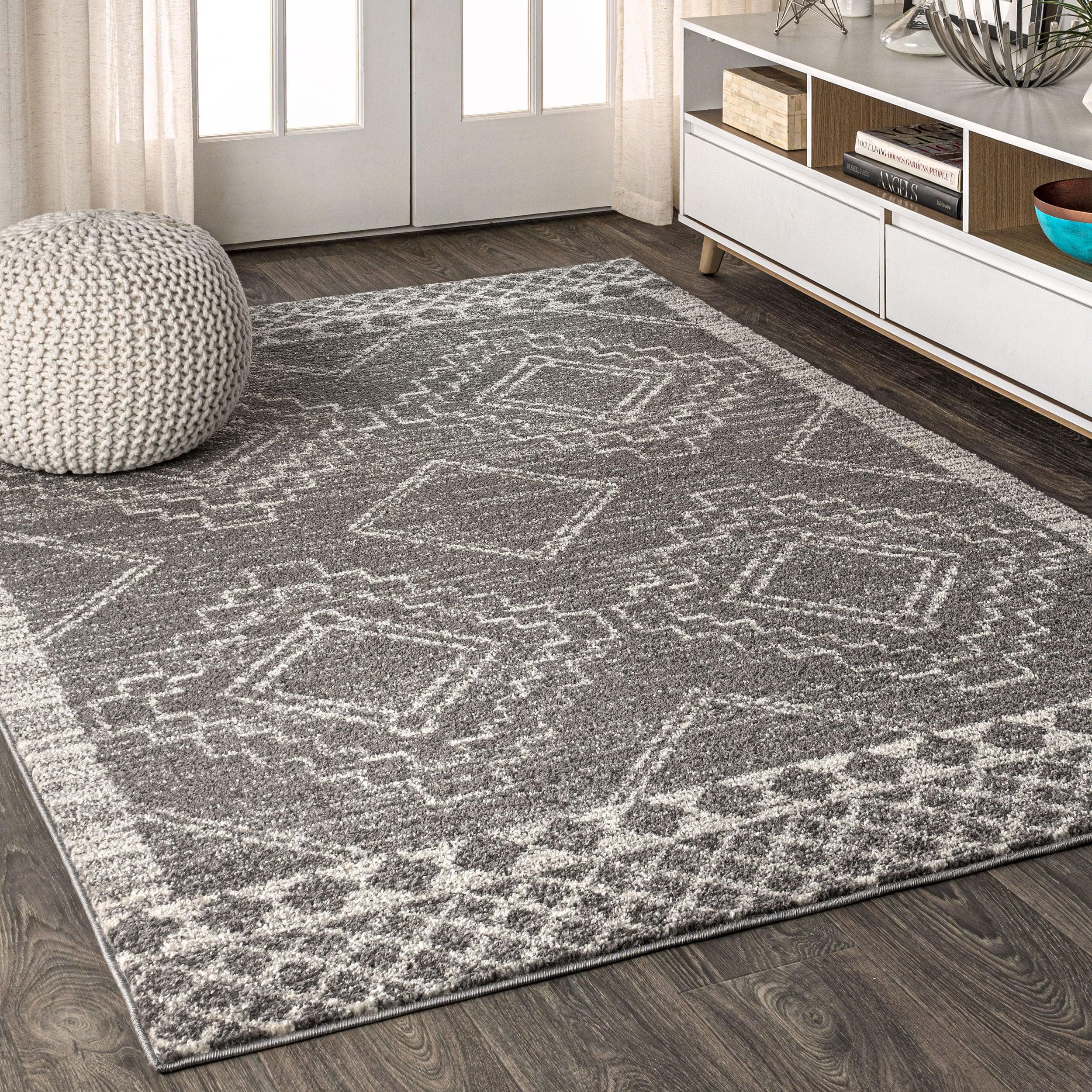 JONATHAN Y Amir Moroccan Beni Souk Gray/Cream 5 ft. x 8 ft. Area Rug