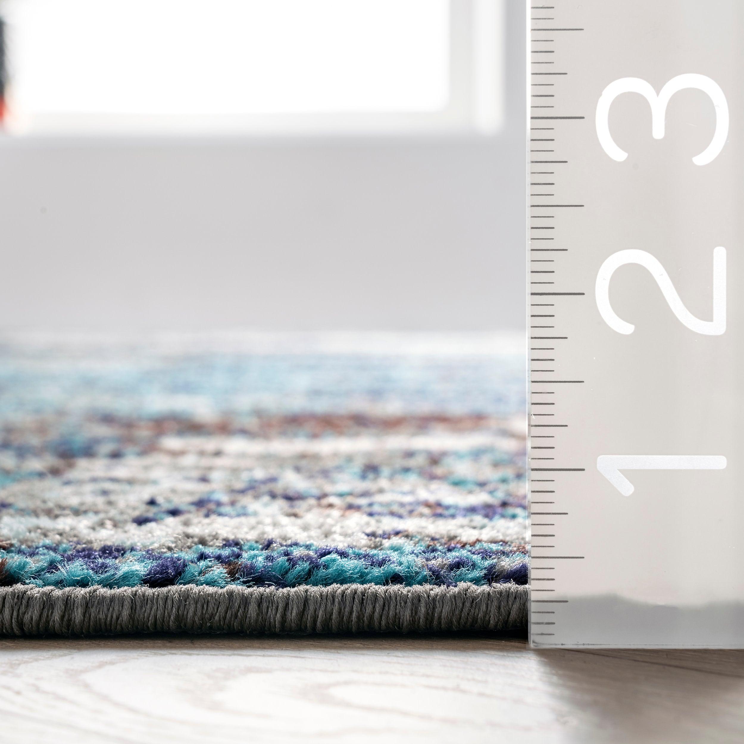 Nuloom Haydee Abstract 5 Round Indoor Area Rug for Living Room Bedroom Dining Room Kitchen, Teal/Ivory