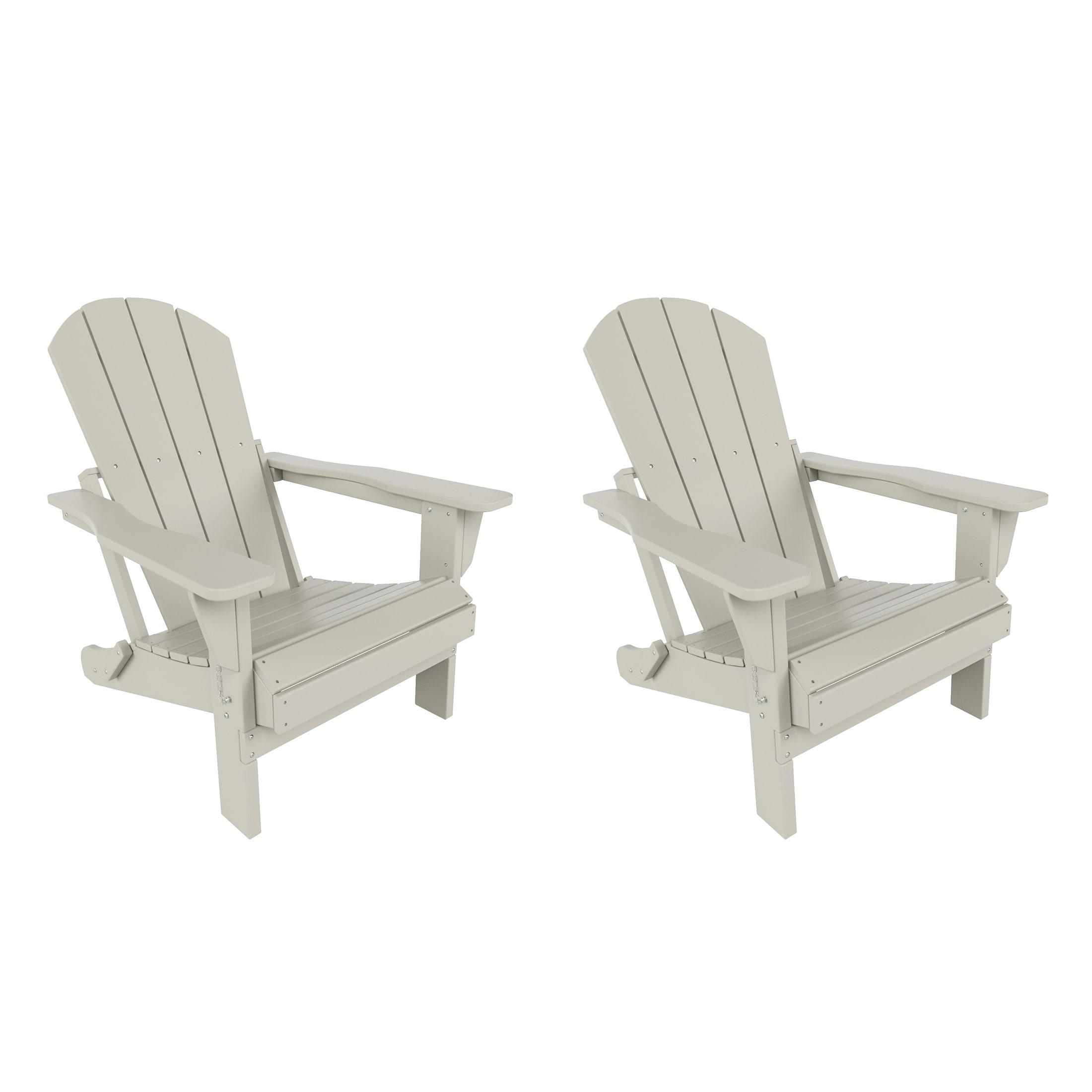 Sand Poly Adirondack Folding Outdoor Accent Chairs, Set of 2