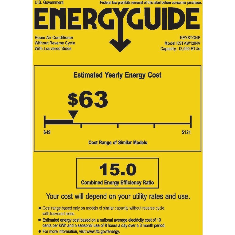 Keystone 12000 BTU Window Air Conditioner for 550 Square Feet with Remote Included