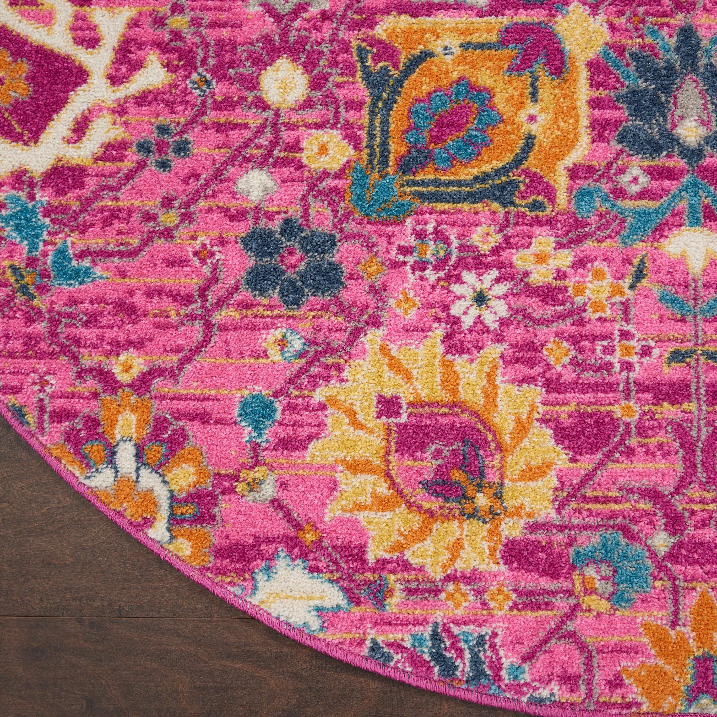 Nourison Passion Bohemian Indoor Rug Fuchsia 5' x Round