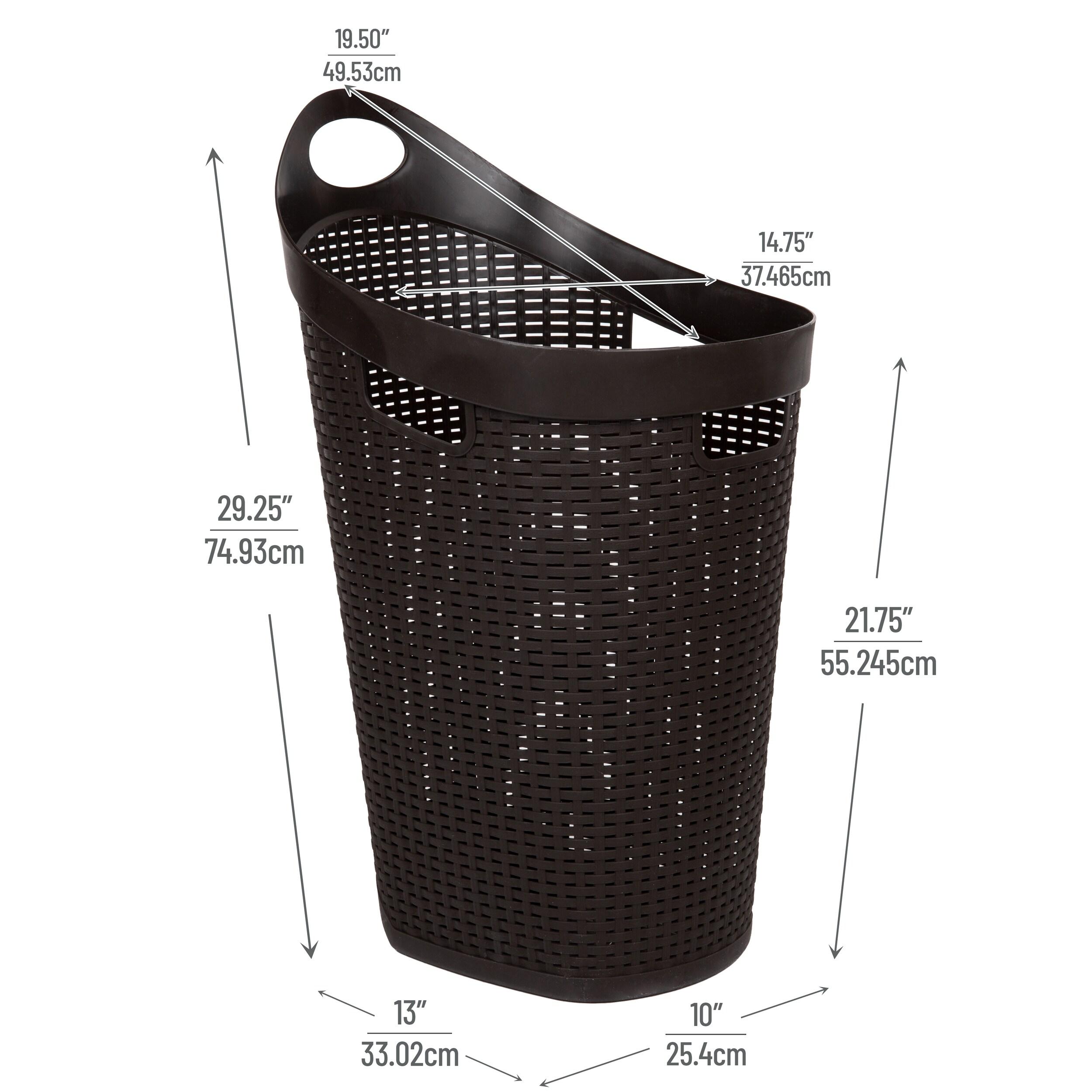 Mind Reader 60L Rolling Laundry Hamper, Clothes Basket, Wheels, Wicker Style, Plastic, 19.5"L x 14.75"W x 29.25"H