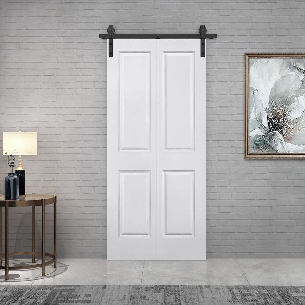 Calhome Paneled MDF Composite Bifold Barn Door with Installation Hardware Kit
