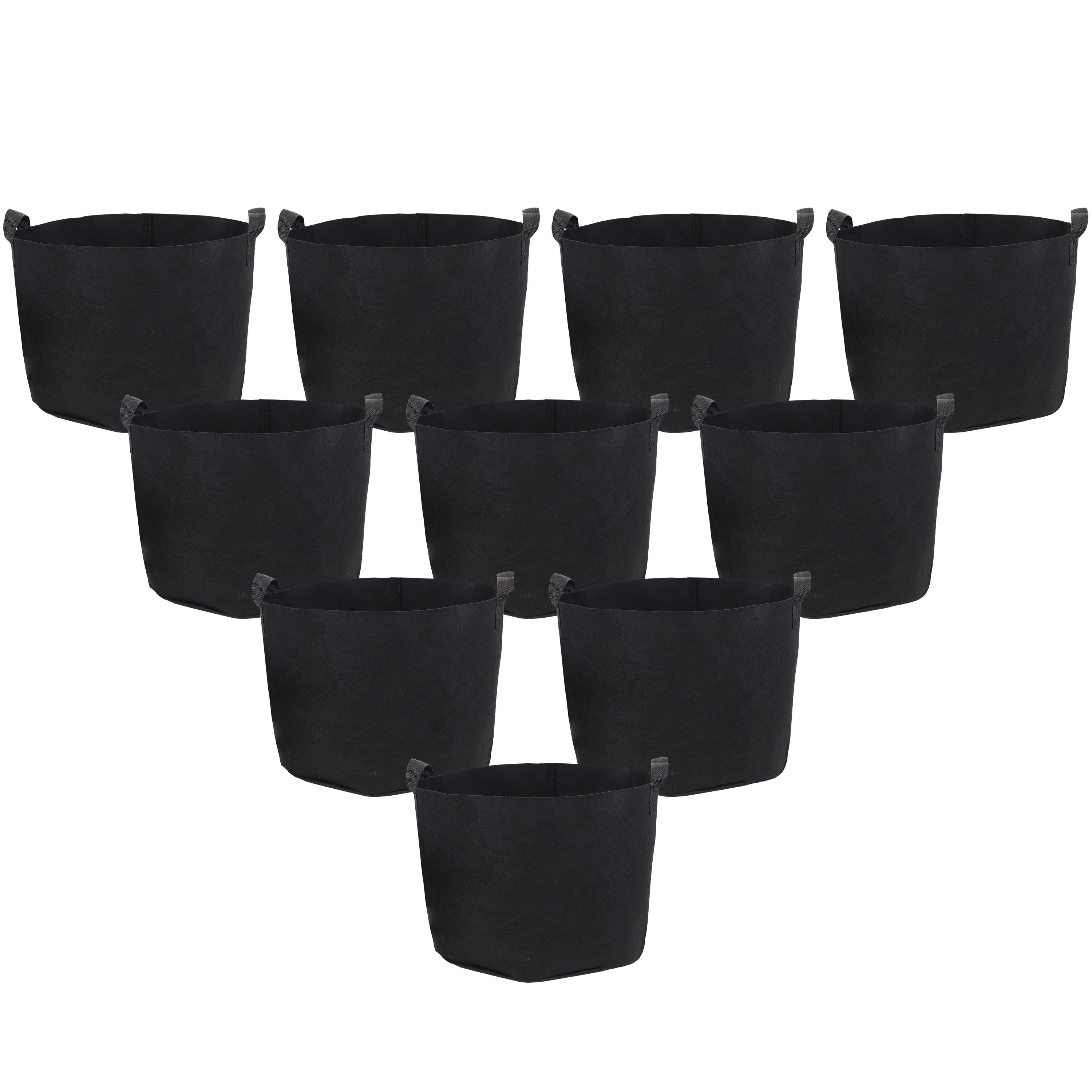 Sunnydaze 10-Gallon Garden Grow Bag with Handles Nonwoven Polypropylene Fabric, Black, 10pc