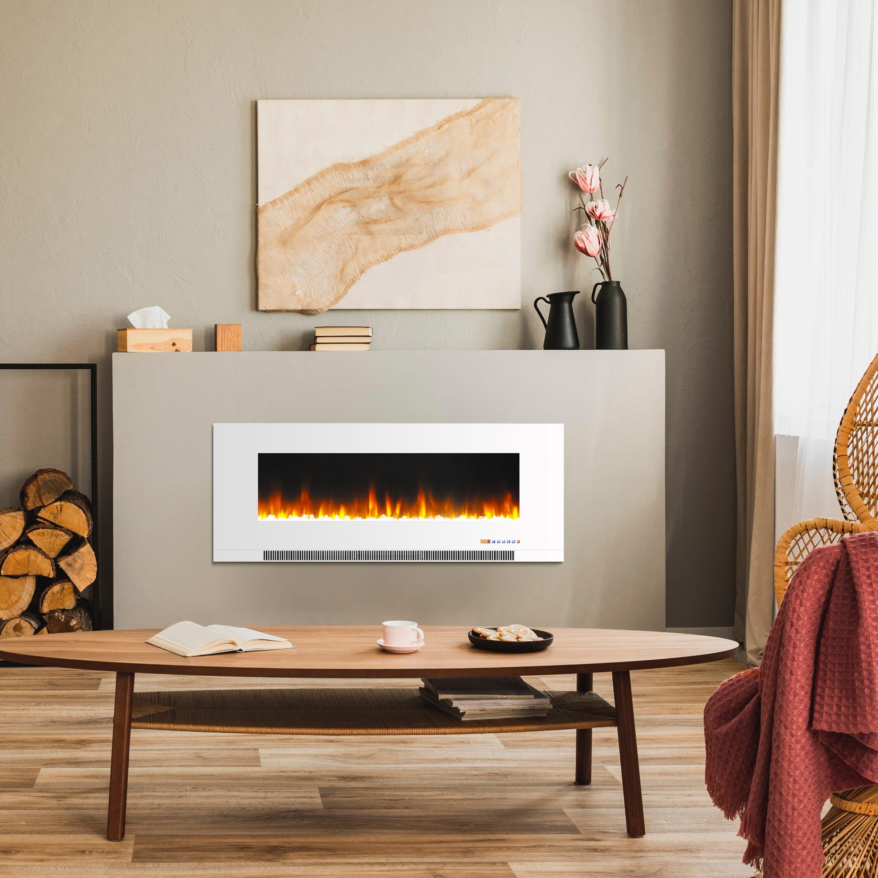 Cambridge Cambridge Wall Mount Electric Fireplace Heater with Remote Control for Indoor Use in Living Room, Bedroom, Home Office