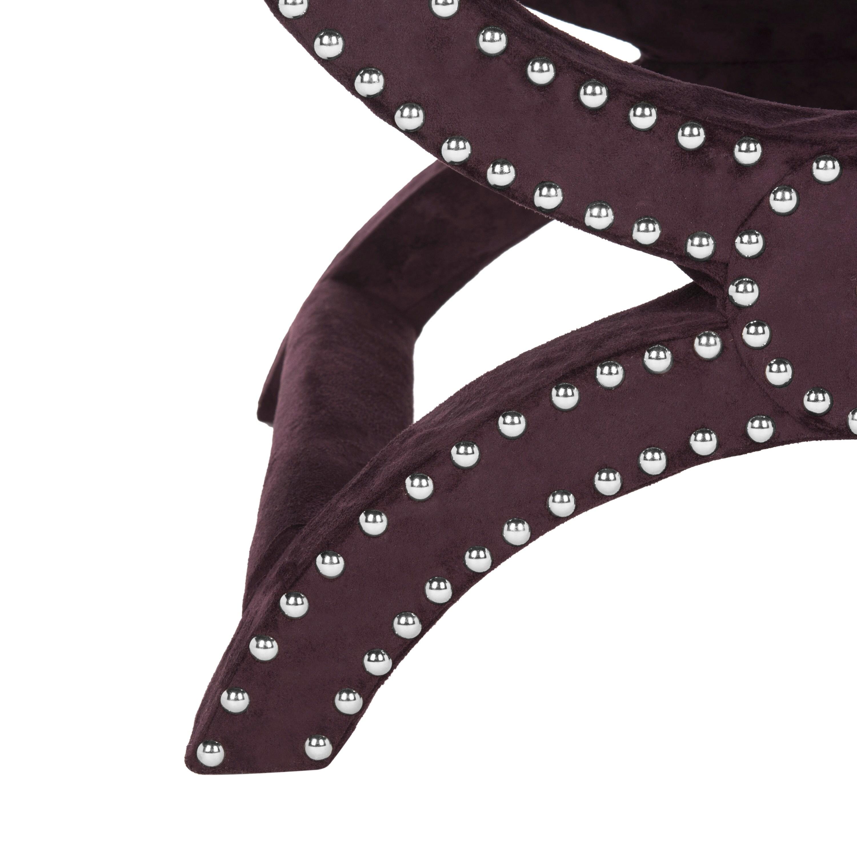 Mystic Ottoman with Silver Nail Heads - Plum - Safavieh