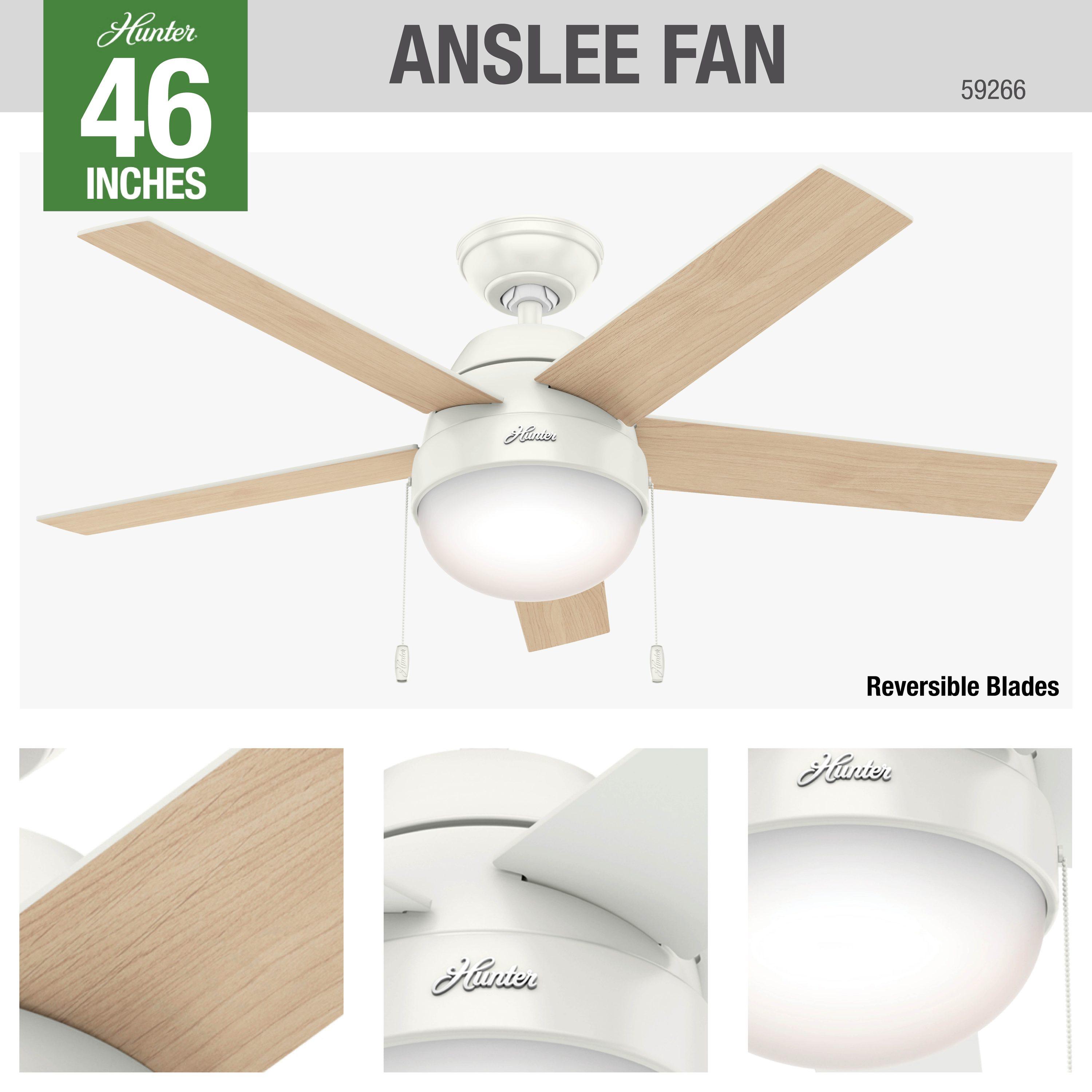 46" Anslee Standard Ceiling Fan with Pull Chain and Light Kit Included