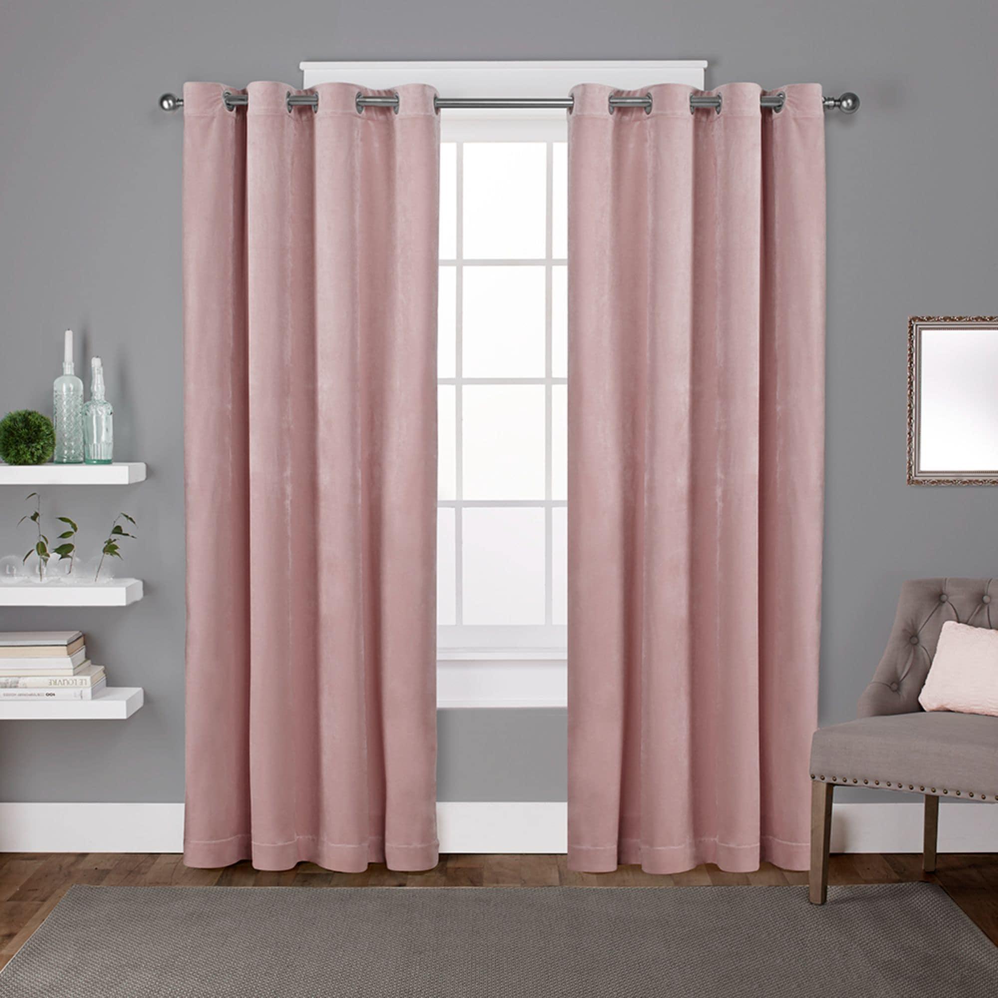 Set of 2 84"x54" Velvet Heavyweight Grommet Top Window Curtain Panel Blush: Polyester, Light Filtering - Exclusive Home