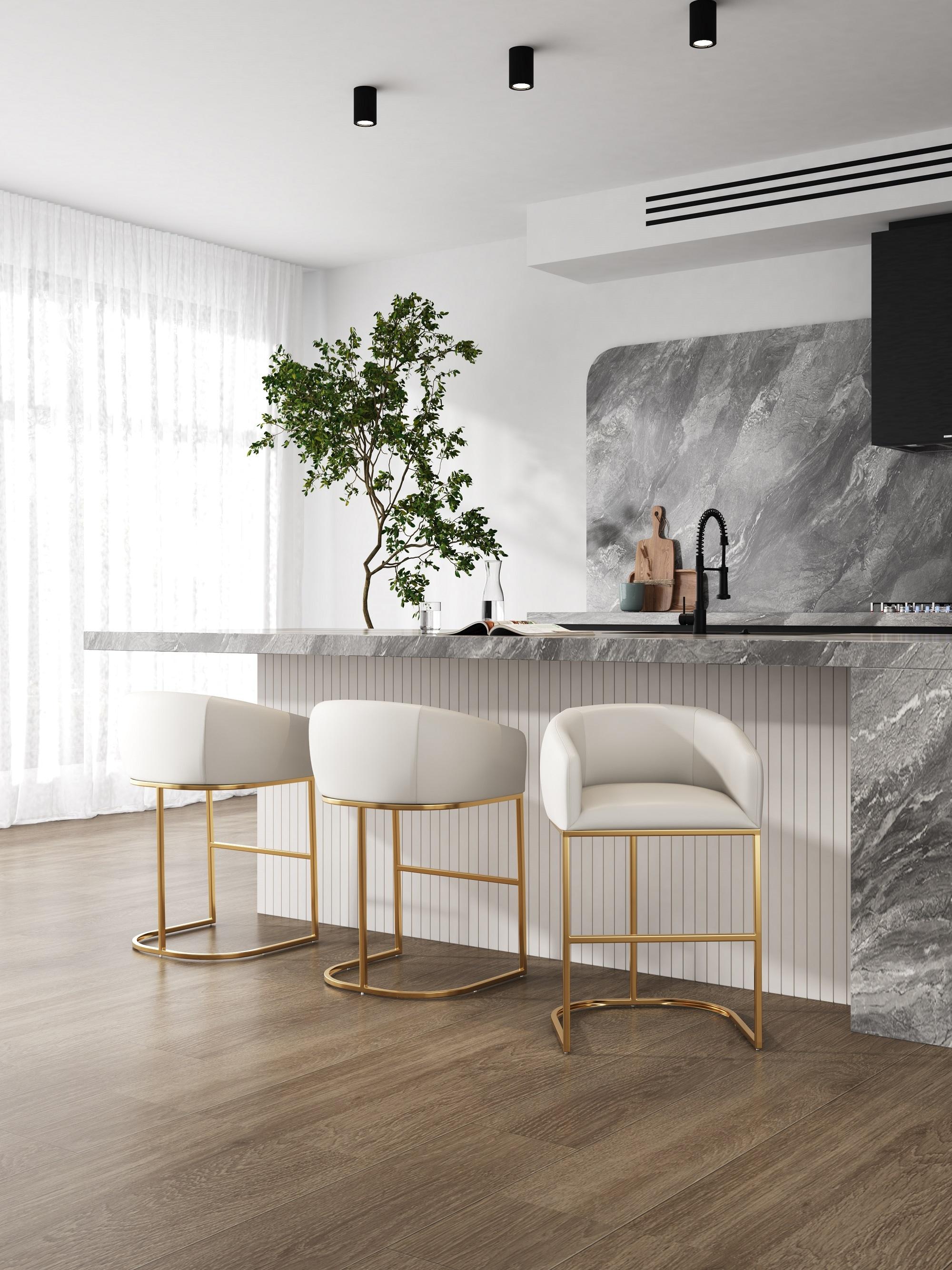 Lioba Upholstered Counter Stool with Metal Frame