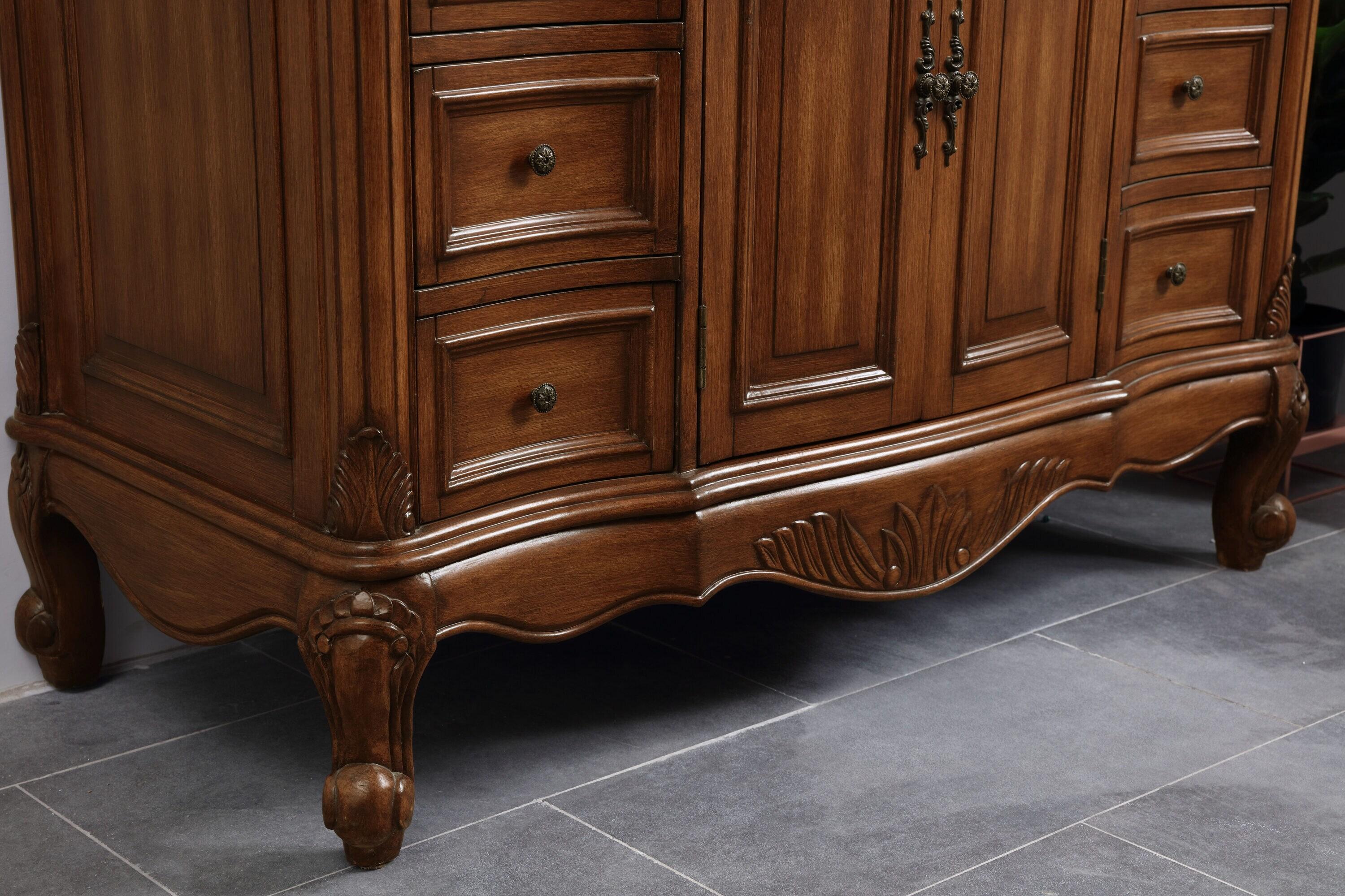 Elegant Decor Oakland 48" Single Marble Top Bathroom Vanity in Teak