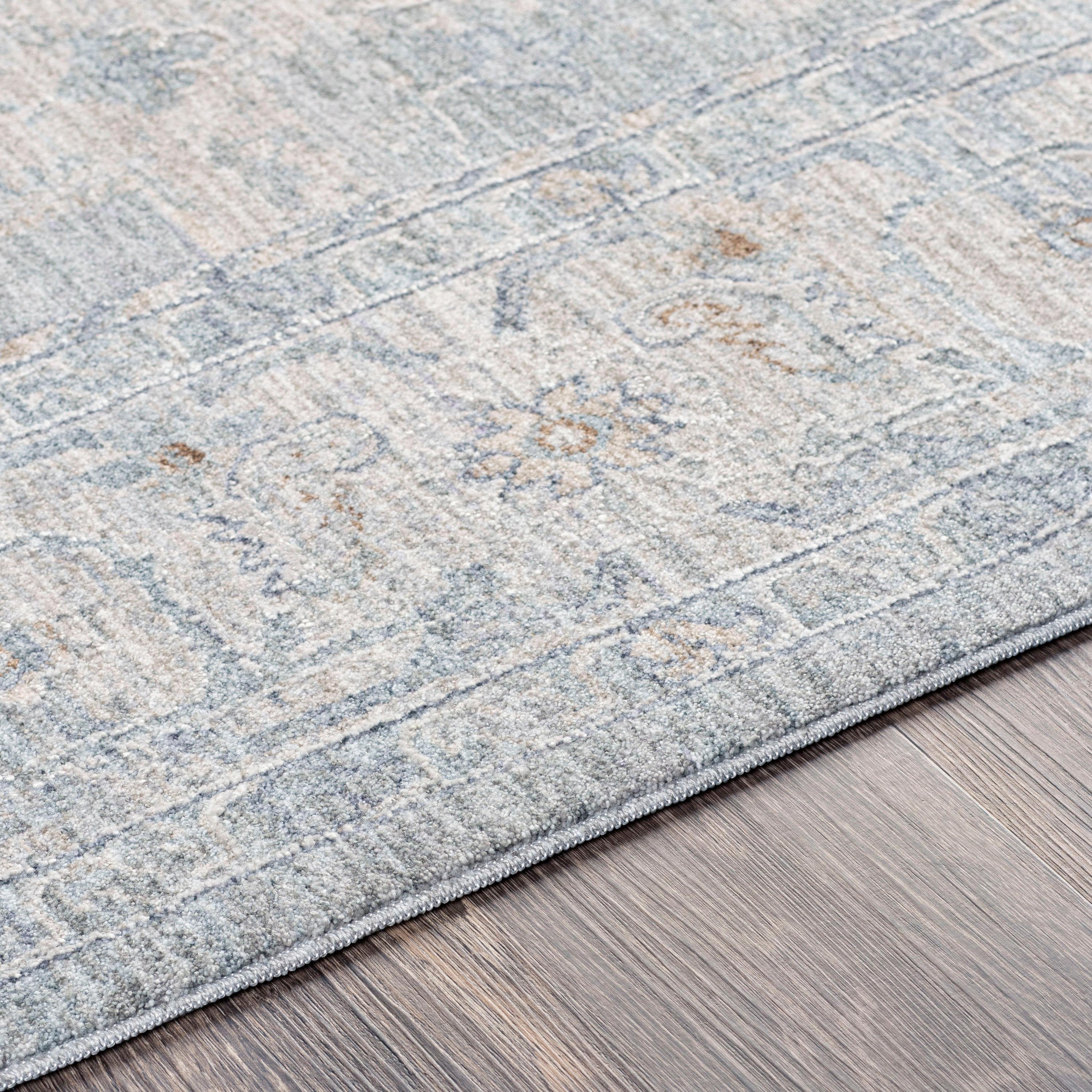Easy-Care Reversible Gray Synthetic 5' x 7' Rectangular Rug