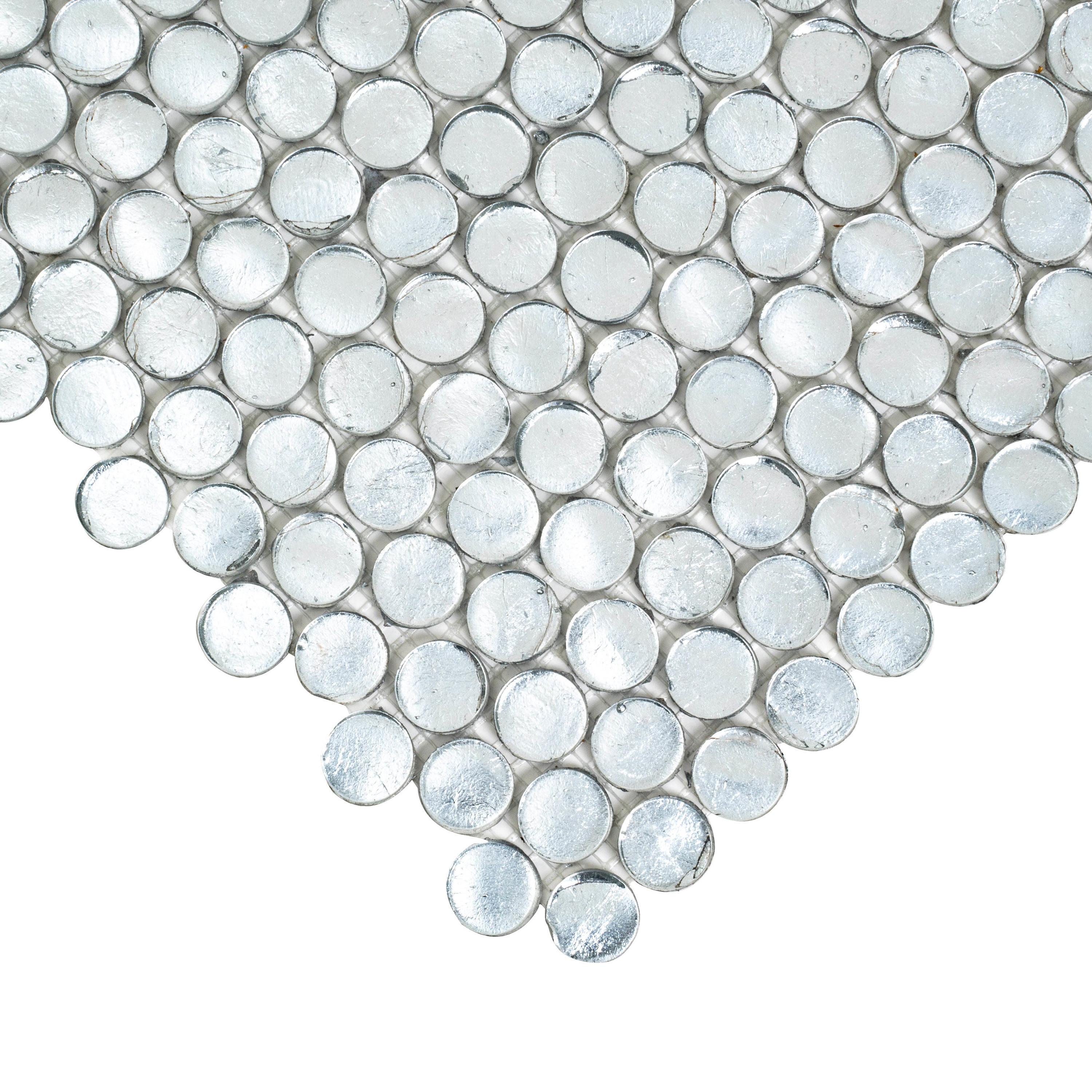 Glass Penny Round Mosaic Tile - 12.2" X 12.2" Sheet For Kitchen, Bathroom Or Wall Panel (10-Pack)