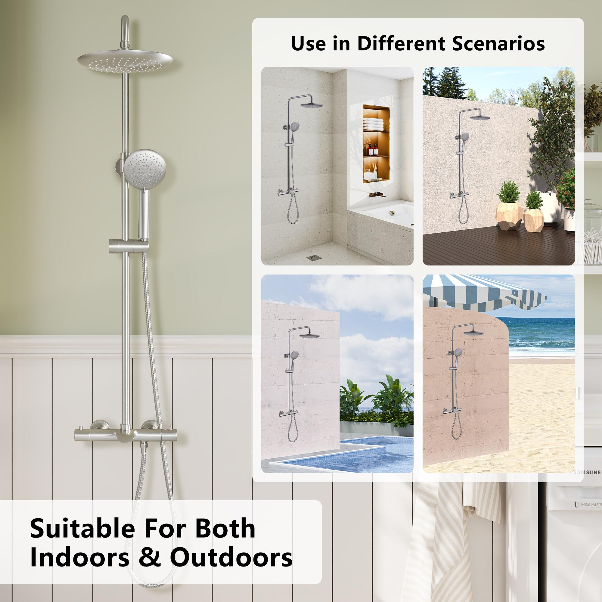 CASAINC CS6221-12BG Revitalize 3-Function 12 Inch Ceiling Mount Rainfall Thermostatic Shower System with 6 Body Jets