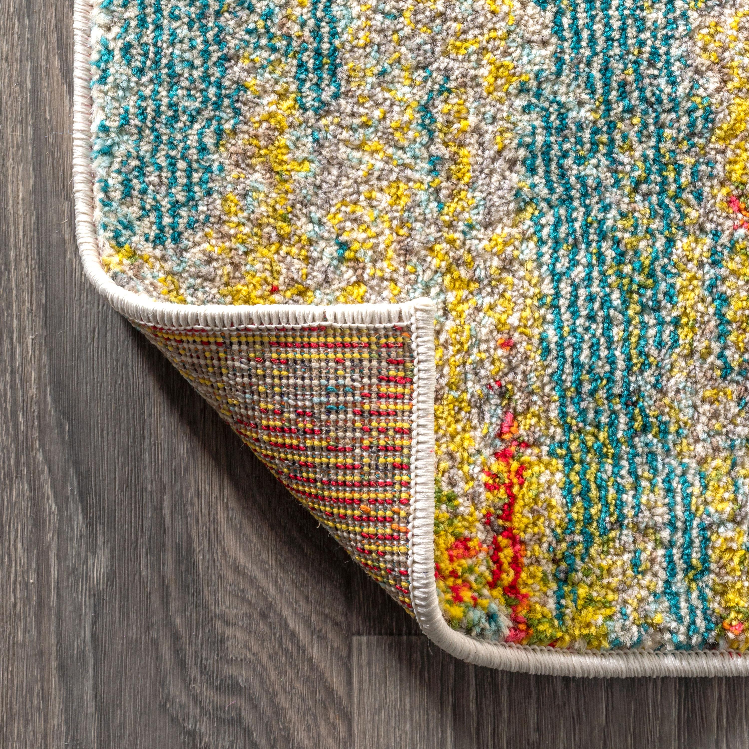 JONATHAN  Y Contemporary POP 5 x 8 (ft) Loomed Polypropylene Blue/Cream/Yellow Rectangular Indoor Abstract Bohemian/Eclectic Area rug