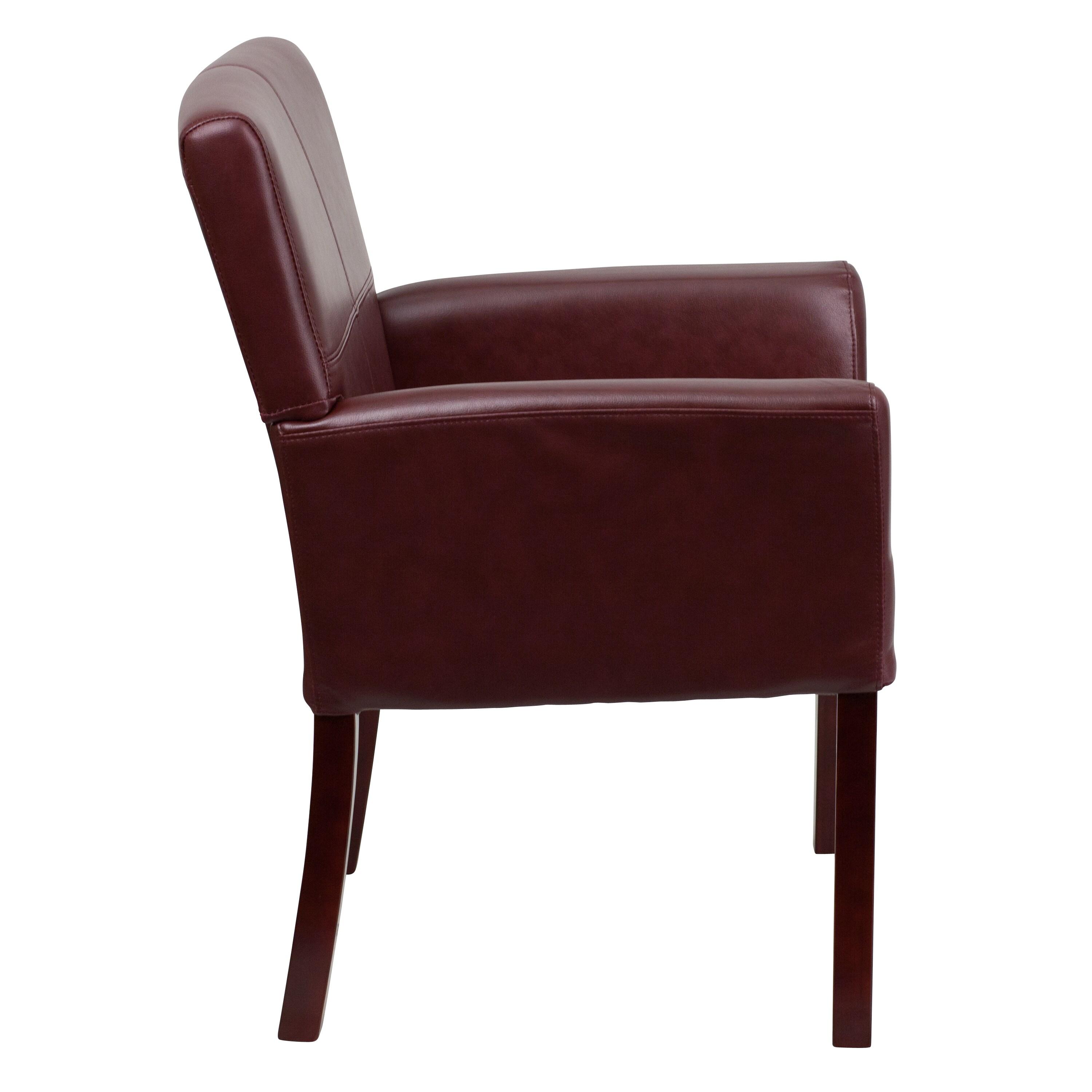 Paulson LeatherSoft Executive Side Reception Chair with Mahogany Legs