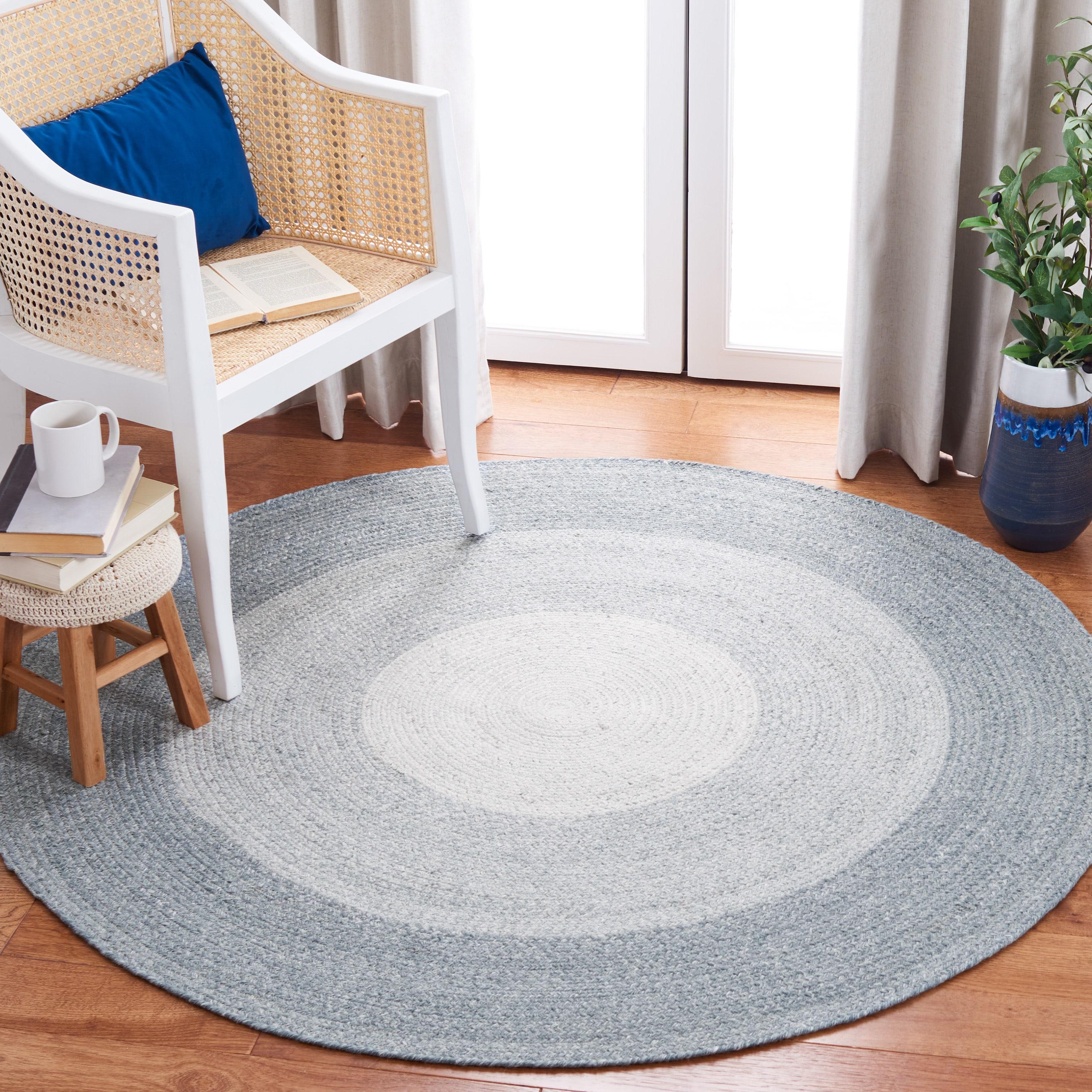 Braided BRD802 Hand Woven Area Rug - Grey/Ivory - 4' round - Safavieh.