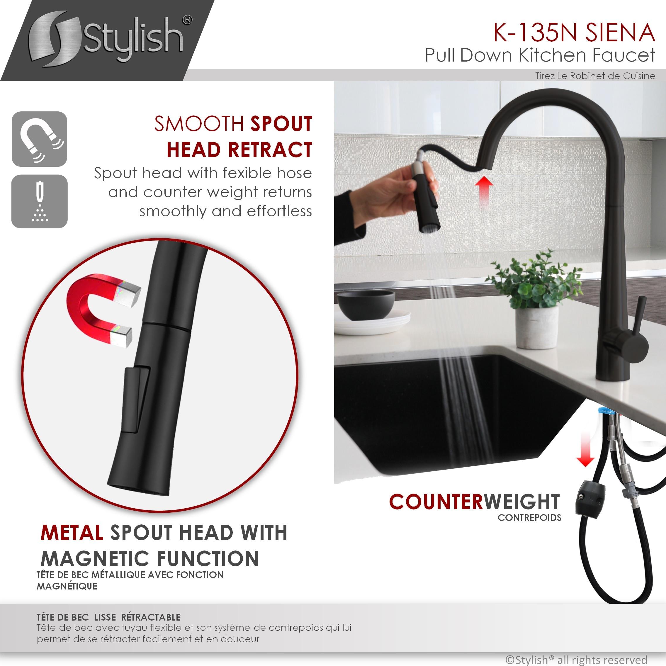 Modern Faucet Stylish Siena One-Handle Pull Down Kitchen Faucet