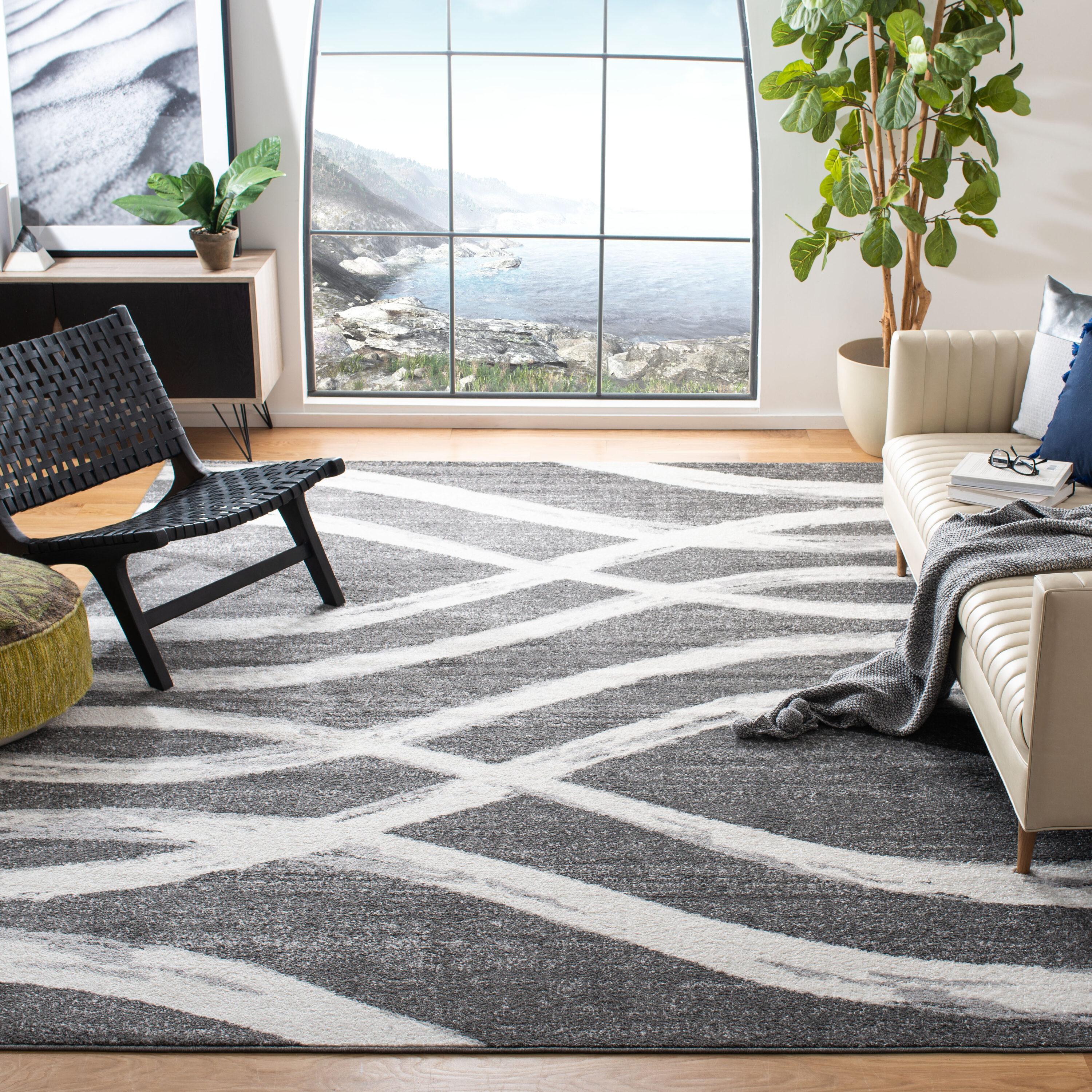 SAFAVIEH Adirondack Isidor Geometric Area Rug, Charcoal/Ivory, 11' x 15'