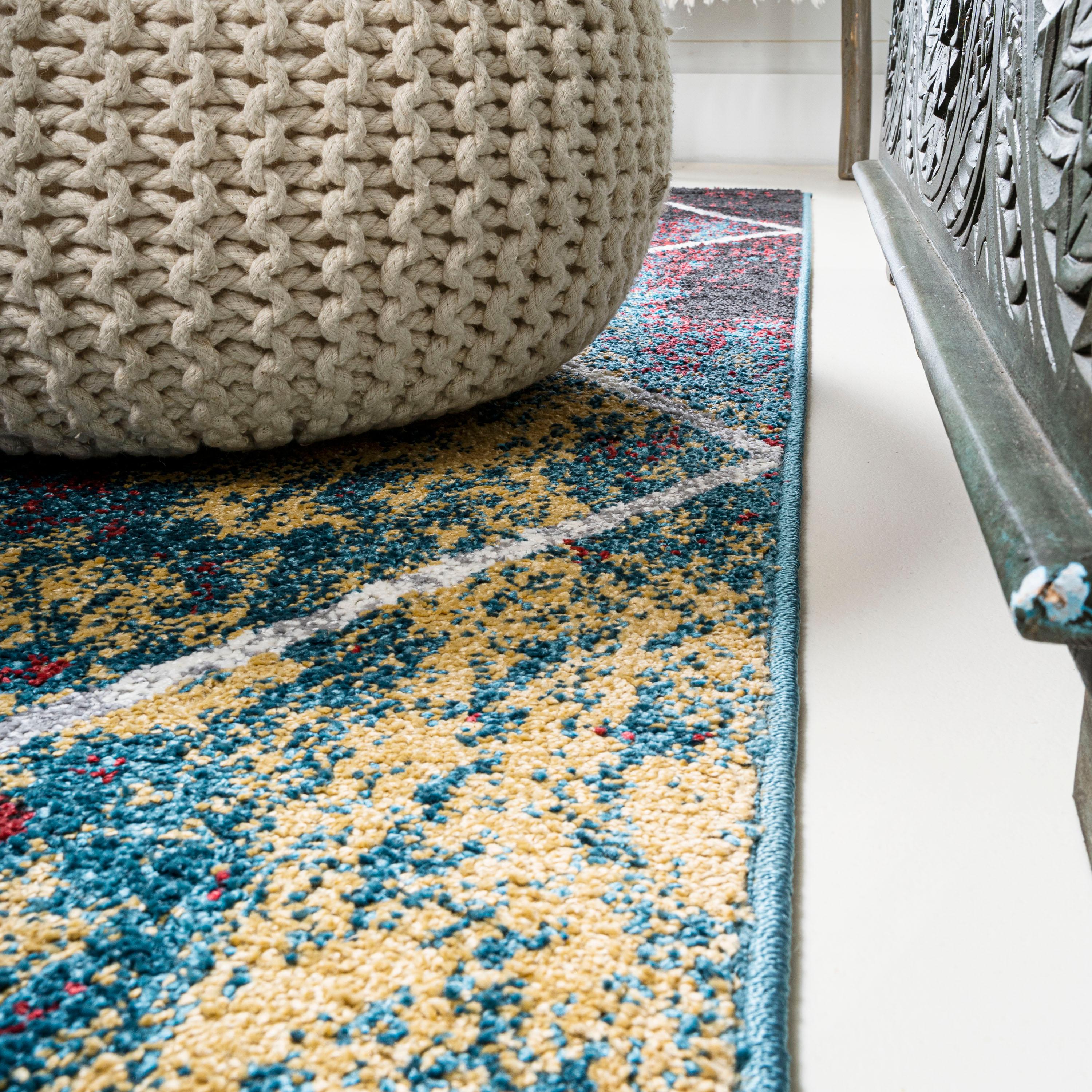 4'x6' Cole Minimalist Diamond Trellis Area Rug, Multi/White - JONATHAN Y