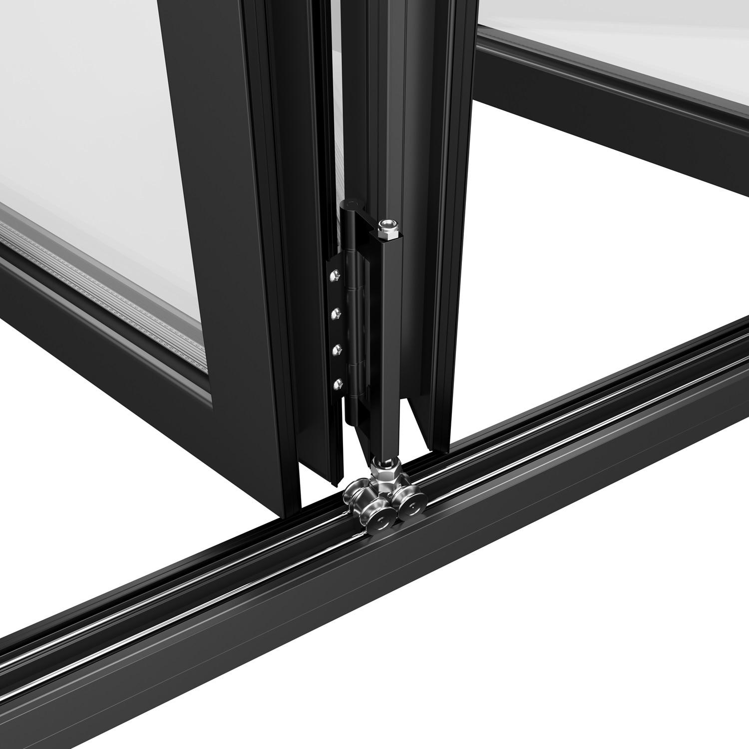 KaMic KaMic 96" inch - 3 Panels Glass Aluminum Folding Door In Black