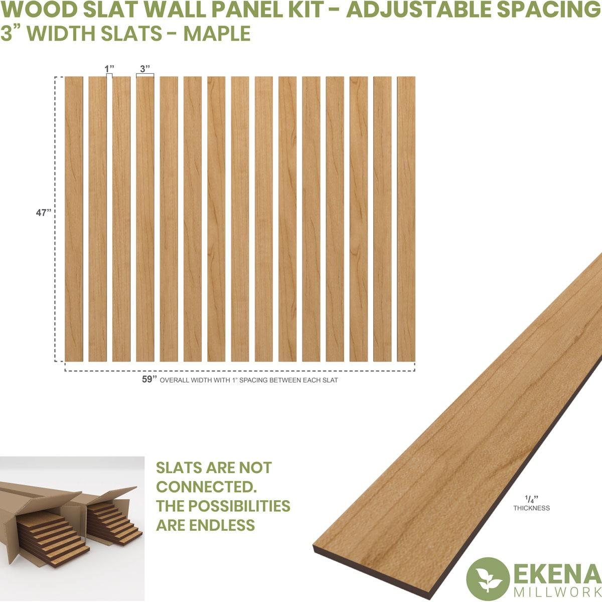 Adjustable Wood Slat Wall Panel Kit