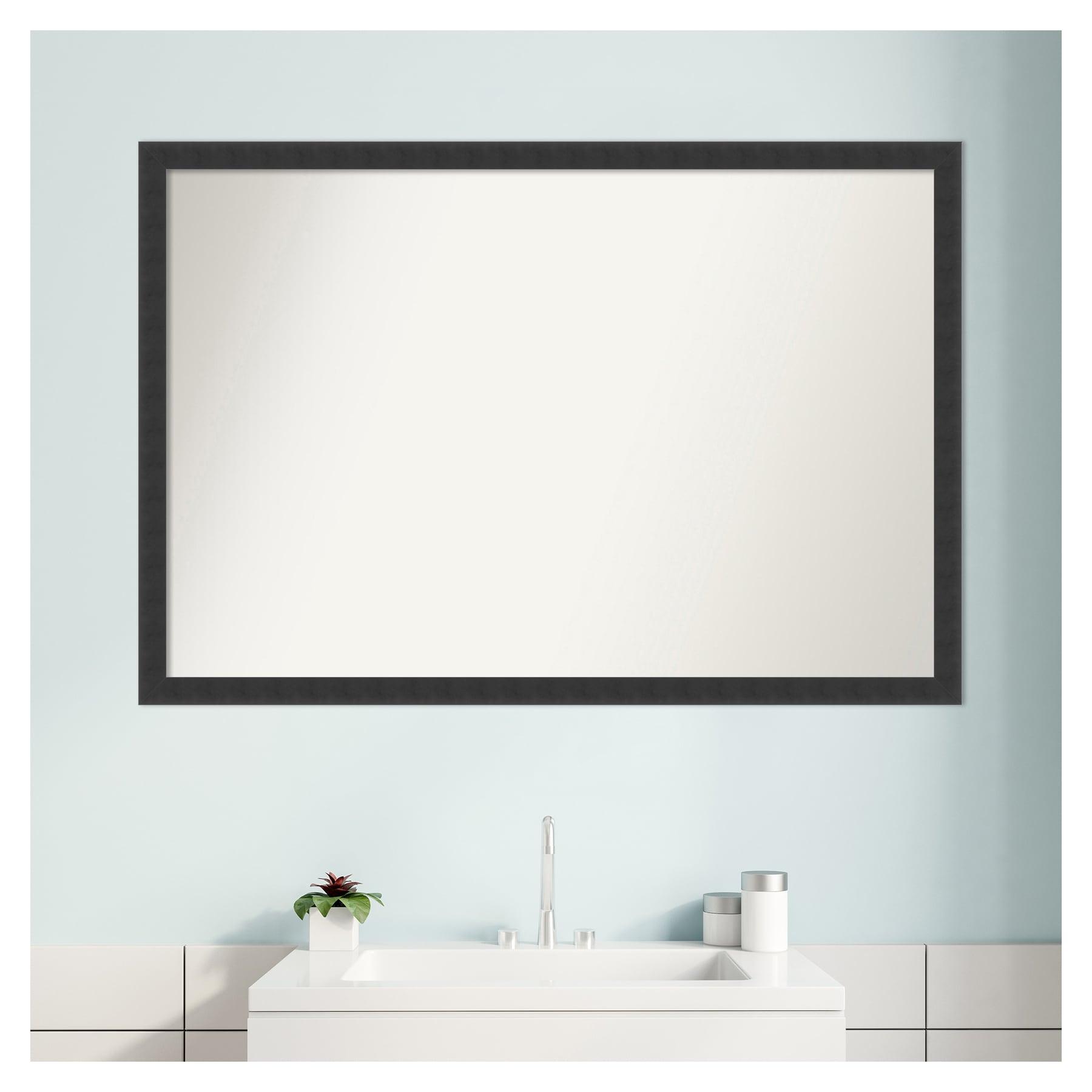 Amanti Art Mezzanotte Black Non-Beveled Wood Bathroom Wall Mirror 26 x 38 in.