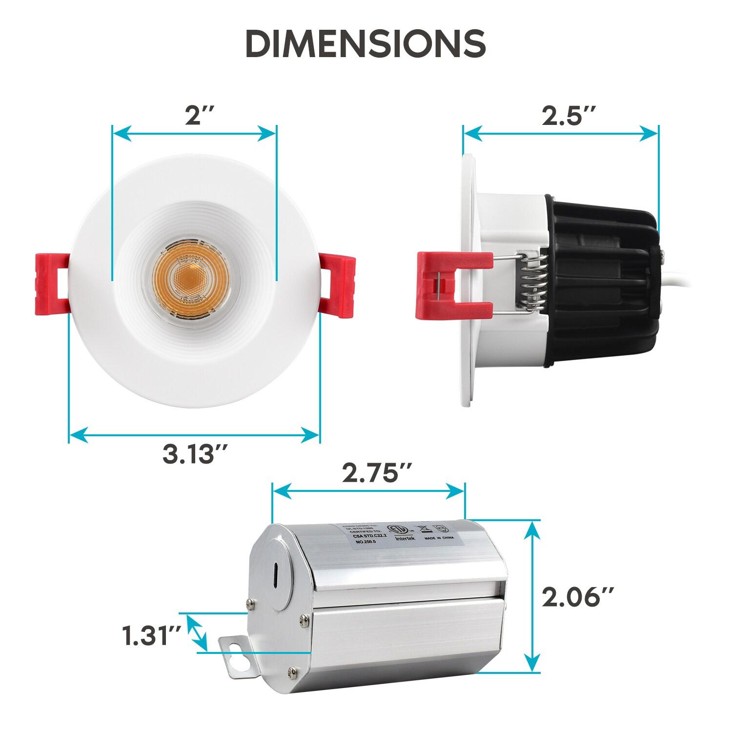 2'' Dimmable Air-Tight IC Rated LED Canless Recessed Lighting Kit