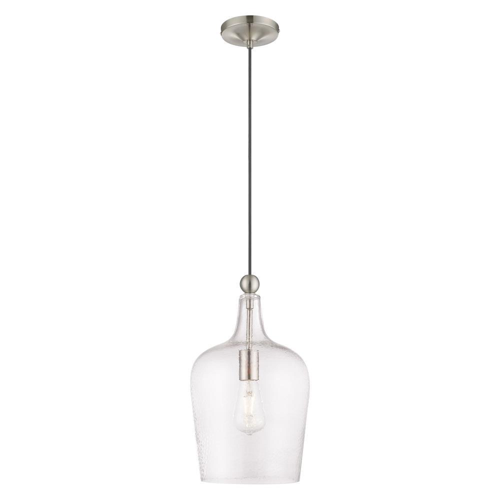 Livex Lighting Art Glass 1 - Light Pendant in  Brushed Nickel