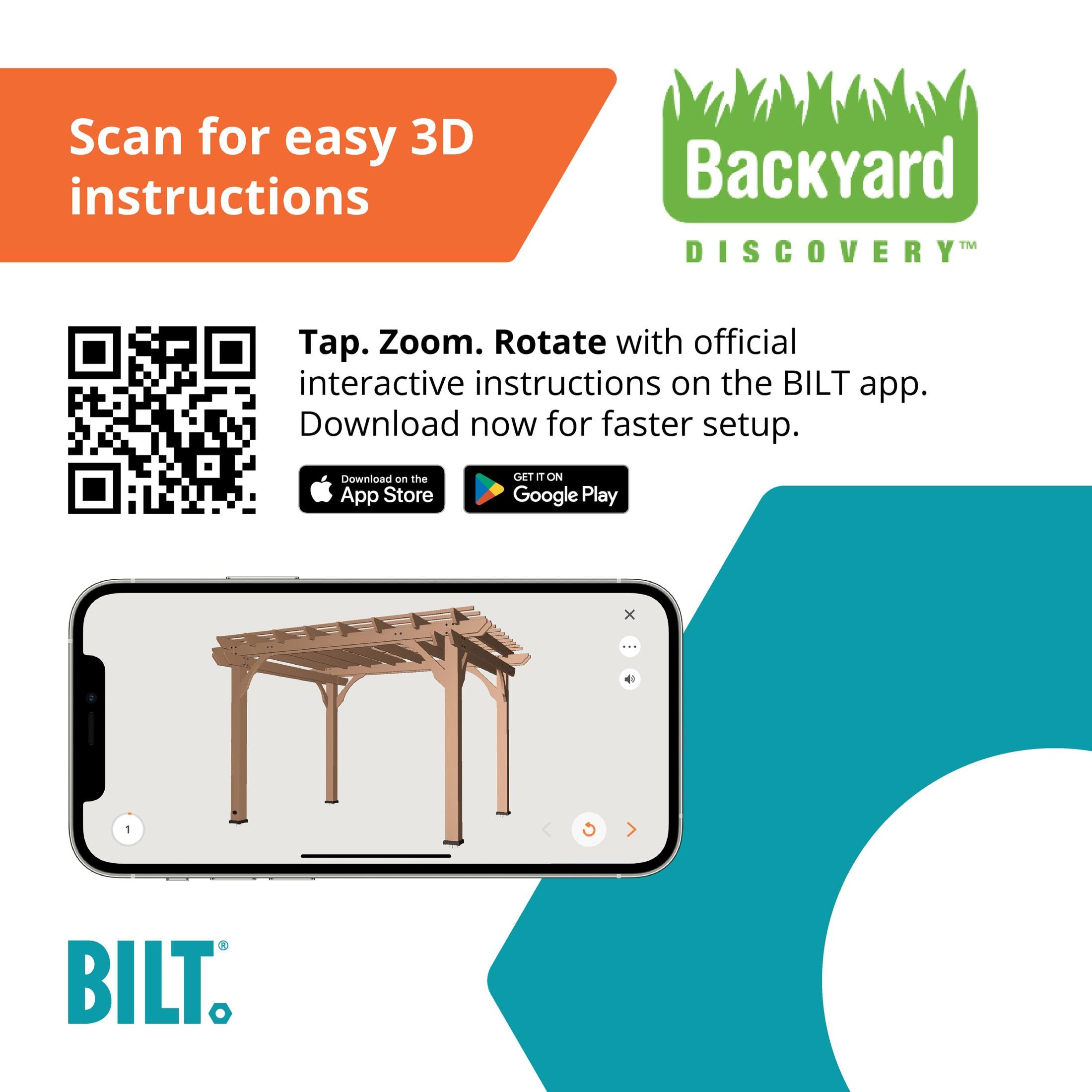 Backyard Discovery Beaumont 12'x10' Cedar Wood Patio Pergola Kit, Trellis Roof, PowerPort