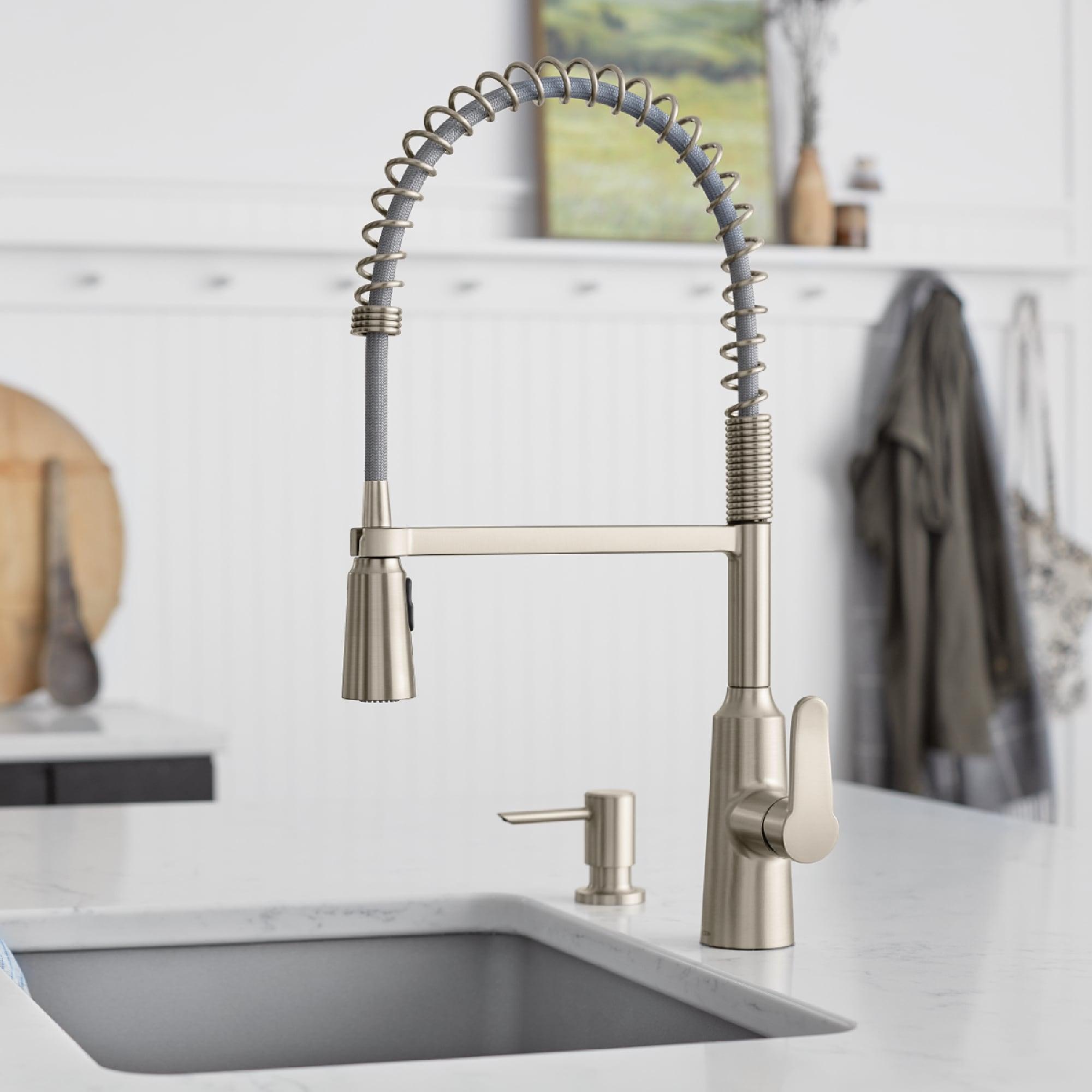 Edwyn Spot Resist Stainless Steel High Arc Kitchen Faucet with Pull-out Spray