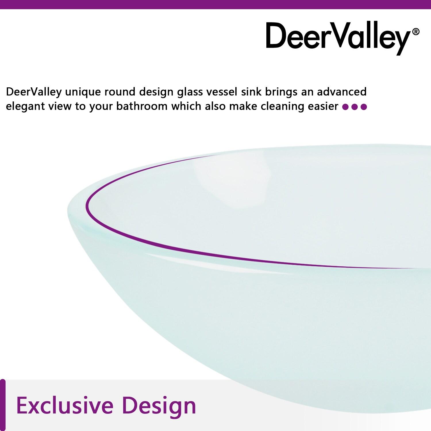 DeerValley Symmetry 16.5'' Circular Glass Vessel Bathroom Sink