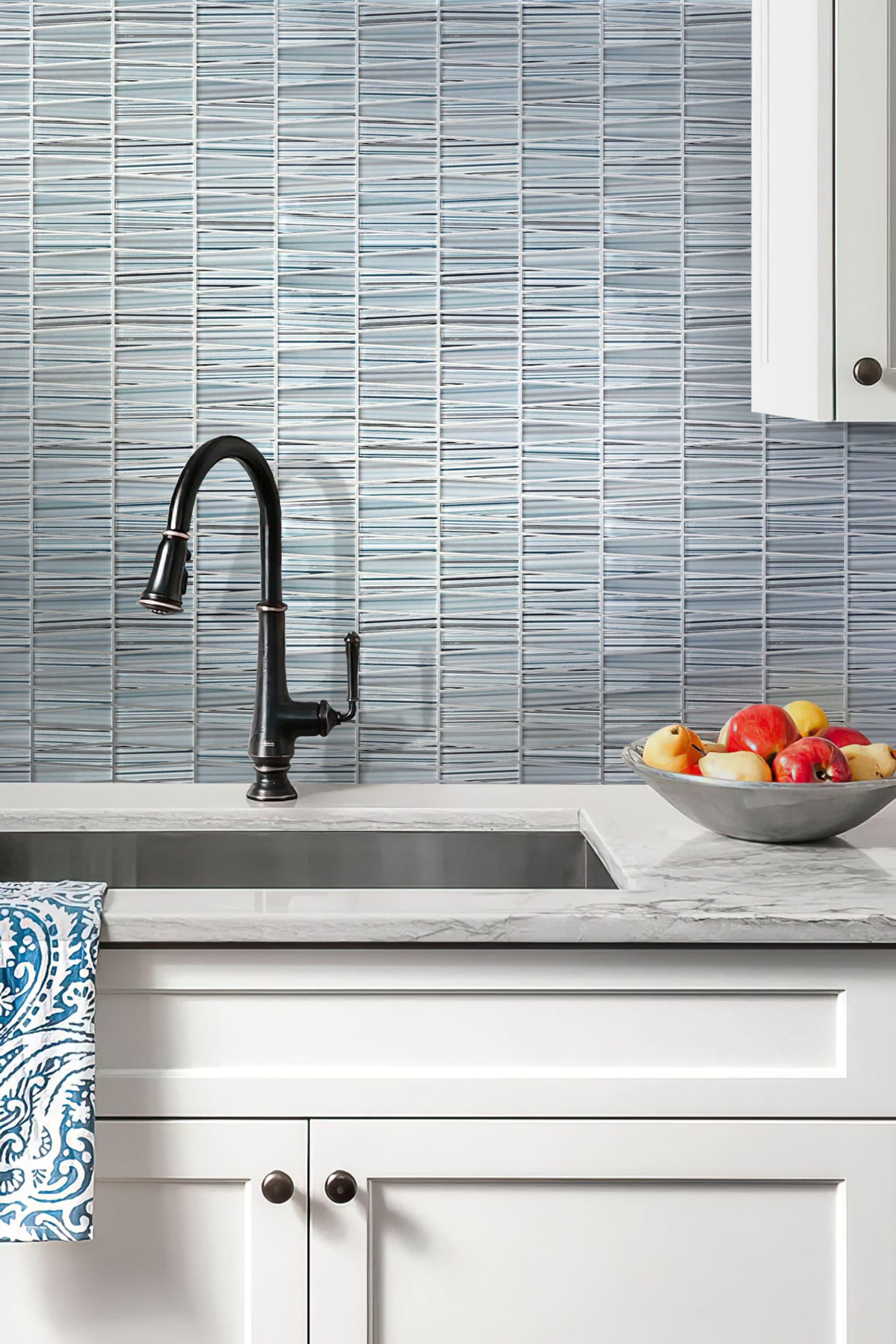 Apollo Tile   Blue Gray 12-in x 129-in Traingle Polished , Matte  Glass Mosaic Tile (5.38 Sq ft/case)