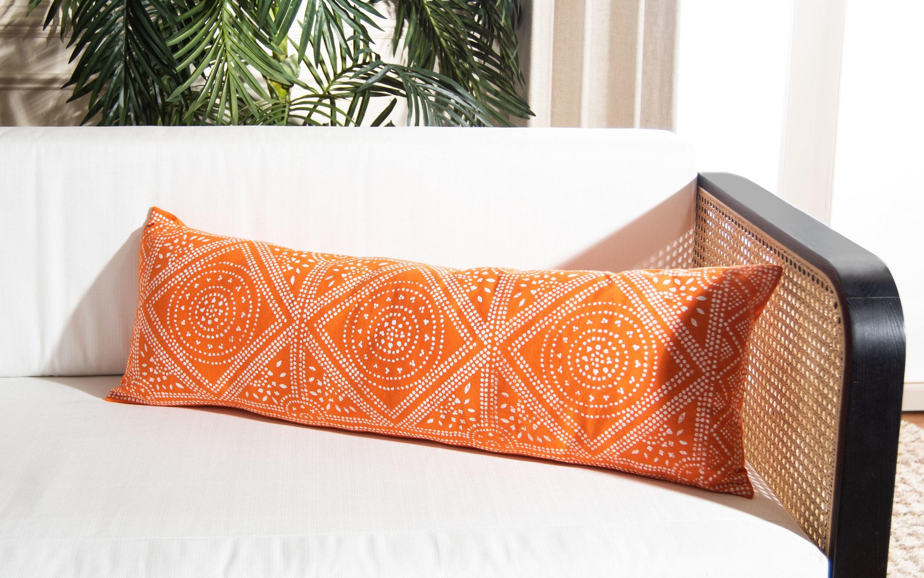 Valenti Pillow - Orange/White - 12"X36" - Safavieh
