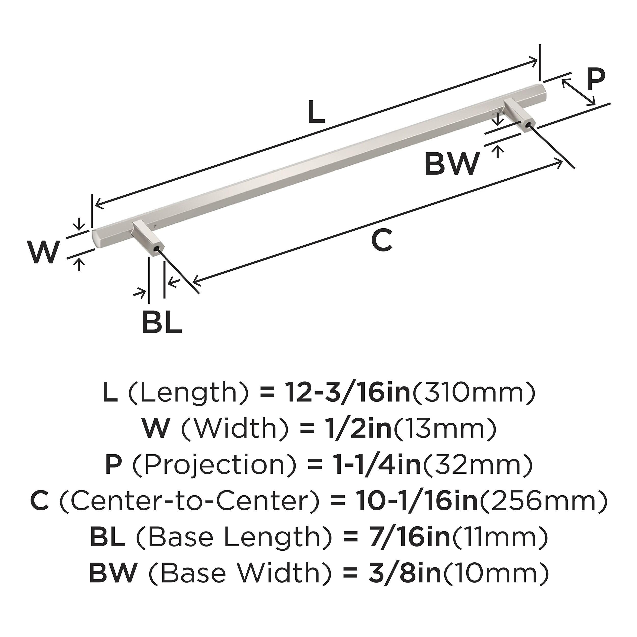 Caliber 10-1/16 inch (256mm) Center-to-Center