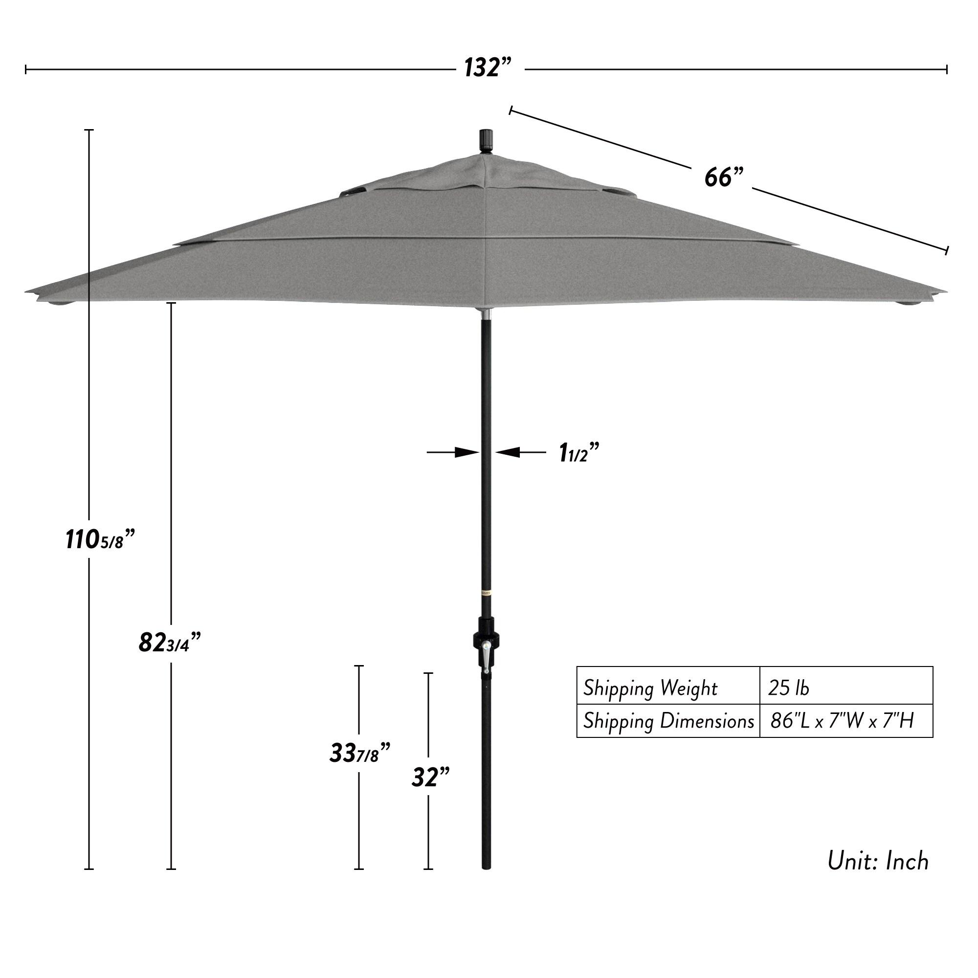 California Umbrella 11' Patio Umbrella in Granite
