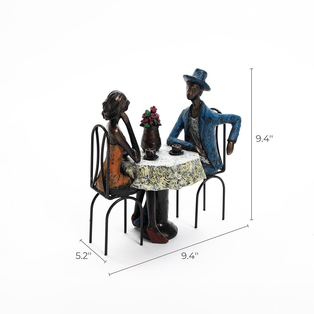 LuxenHome 9.4" LuxenHome Modern Brown Polyresin Couple Date Night Tabletop Home Decor Multicolored