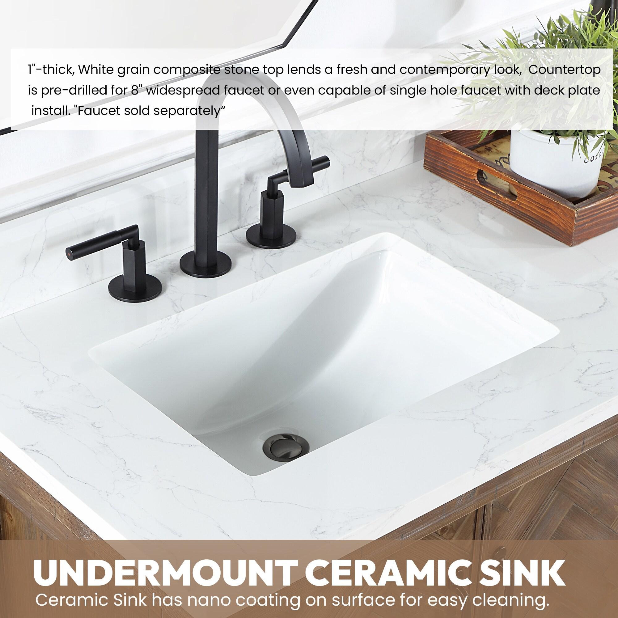 Javier 48" Bath Vanity in Spruce Antique Gray with White Grain Composite Stone