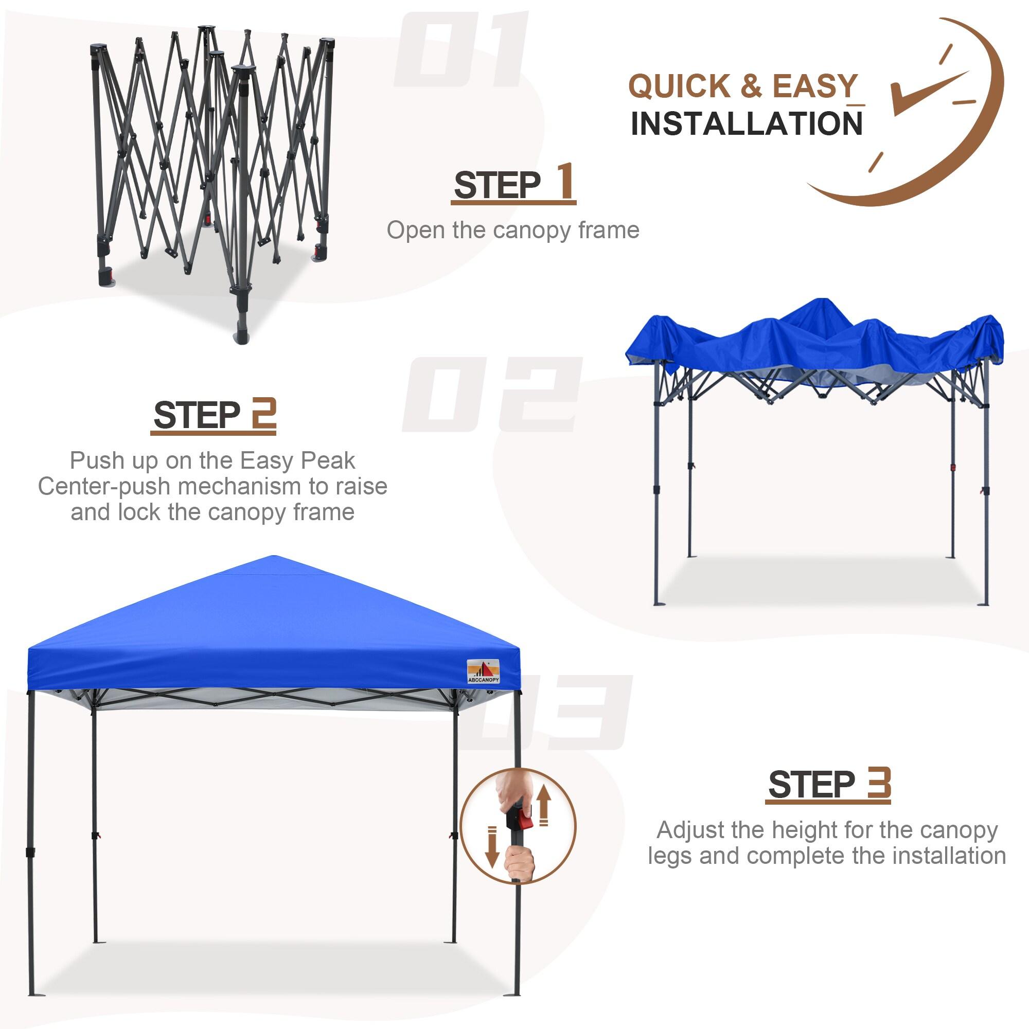 ABCCANOPY 10 ft x 10 ft Easy Pop up Outdoor Canopy Tent, Blue