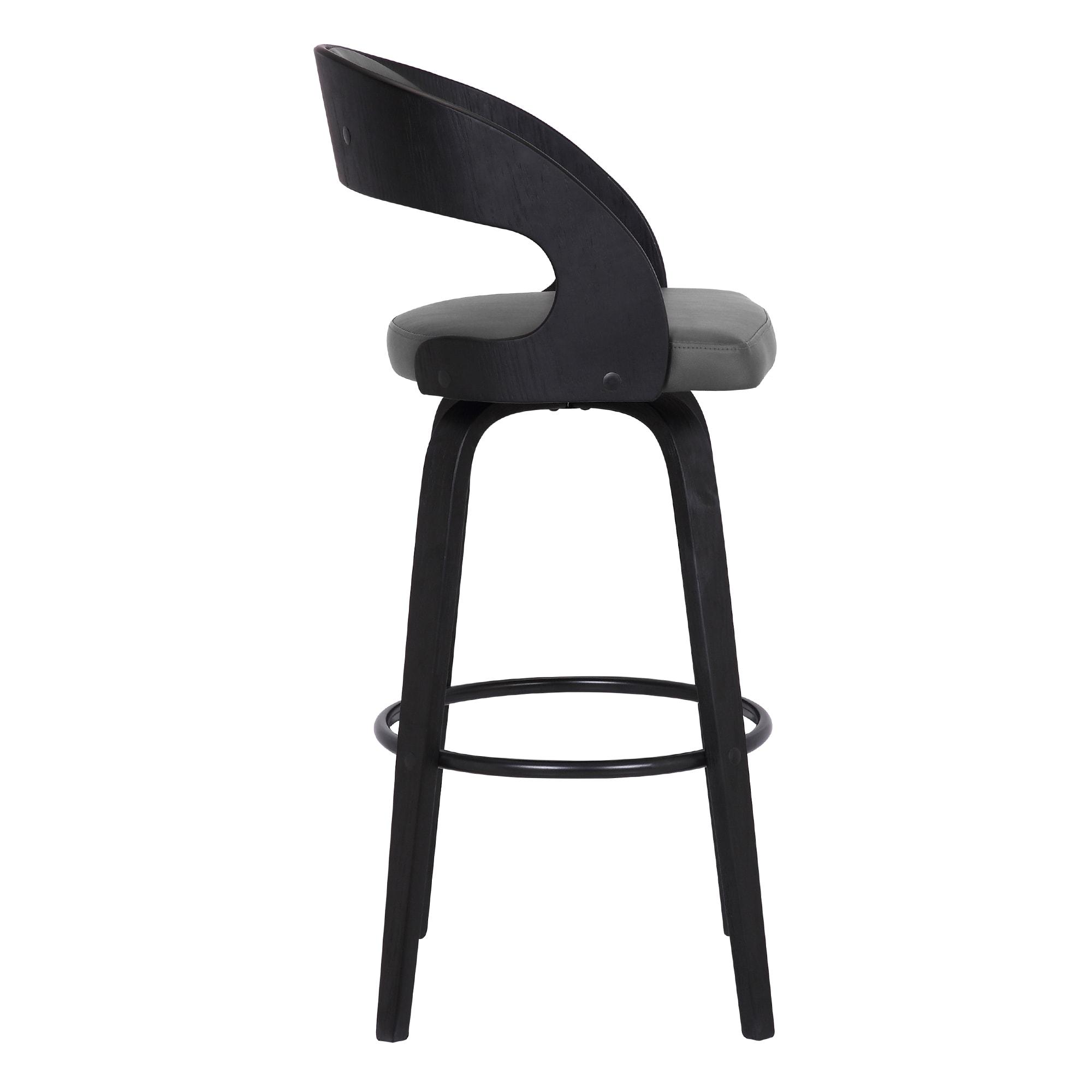 Shelly Black Wood and Metal Swivel Counter Stool