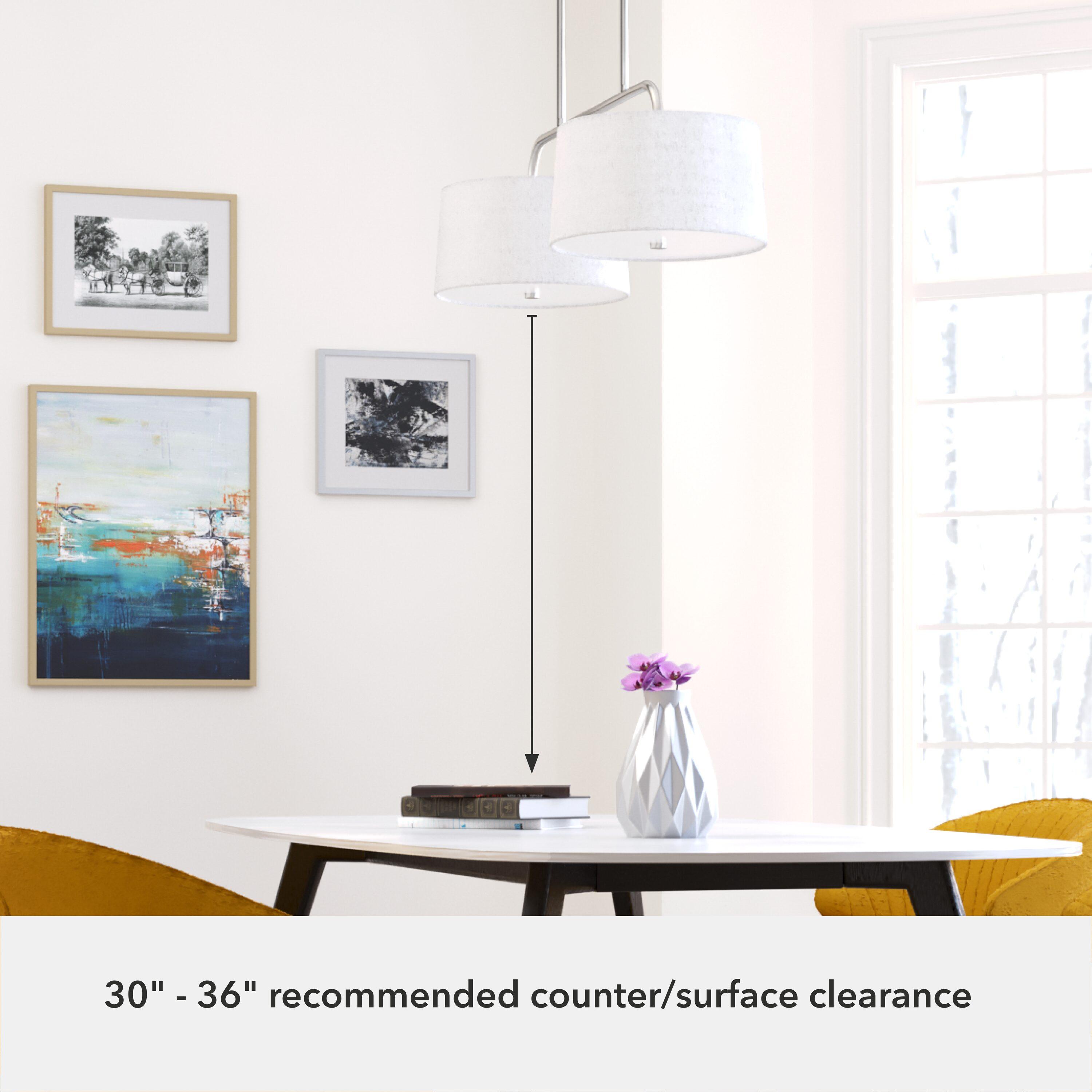 Hunter - Cottage Hill 4-light Brushed Nickel, Large Chandelier, Dimmable, Modern Style, Linear Shaped, for Bedrooms, Kitchens, Dining, Living Rooms - 19892