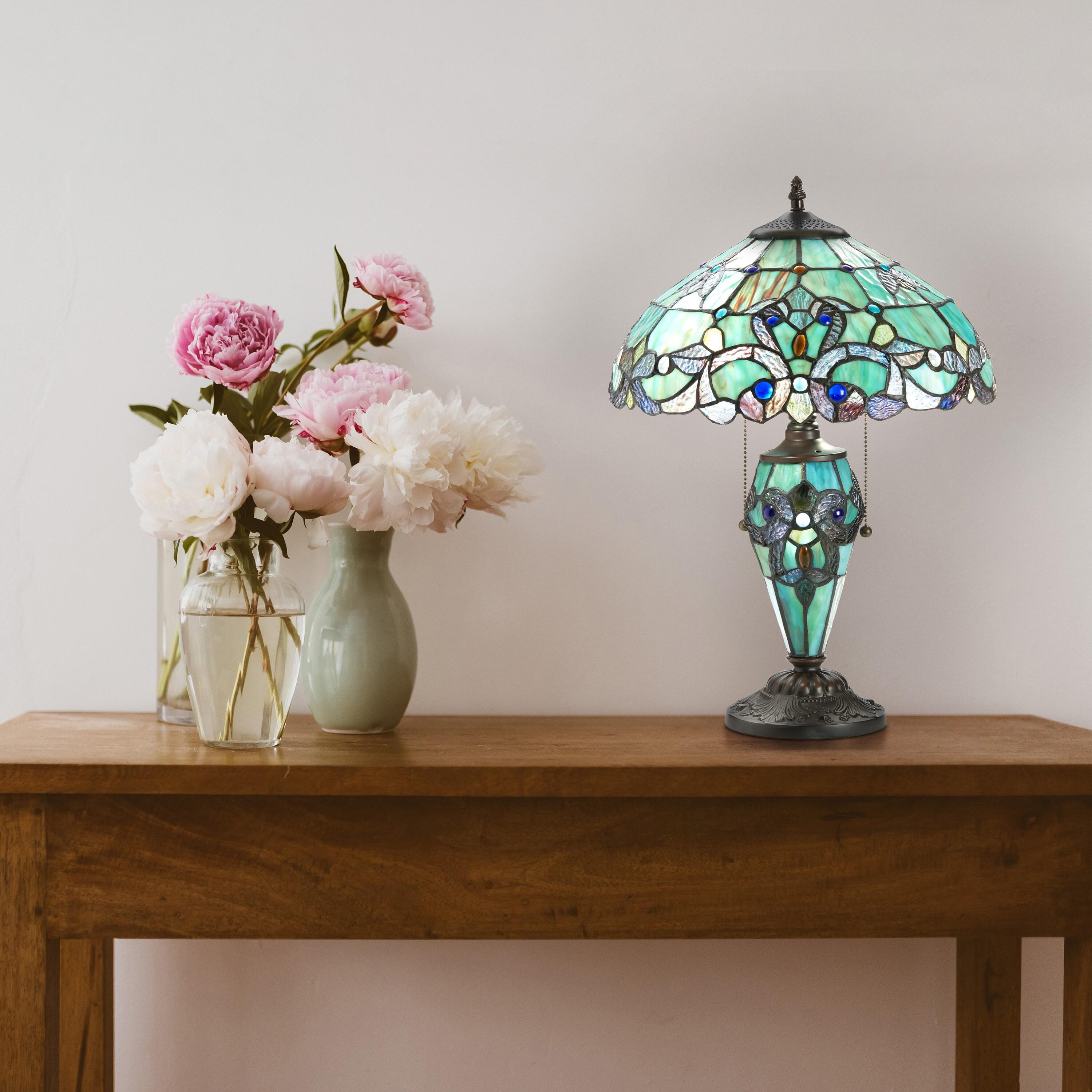 Harlow 20" Green Stained Glass Dome Accent Lamp