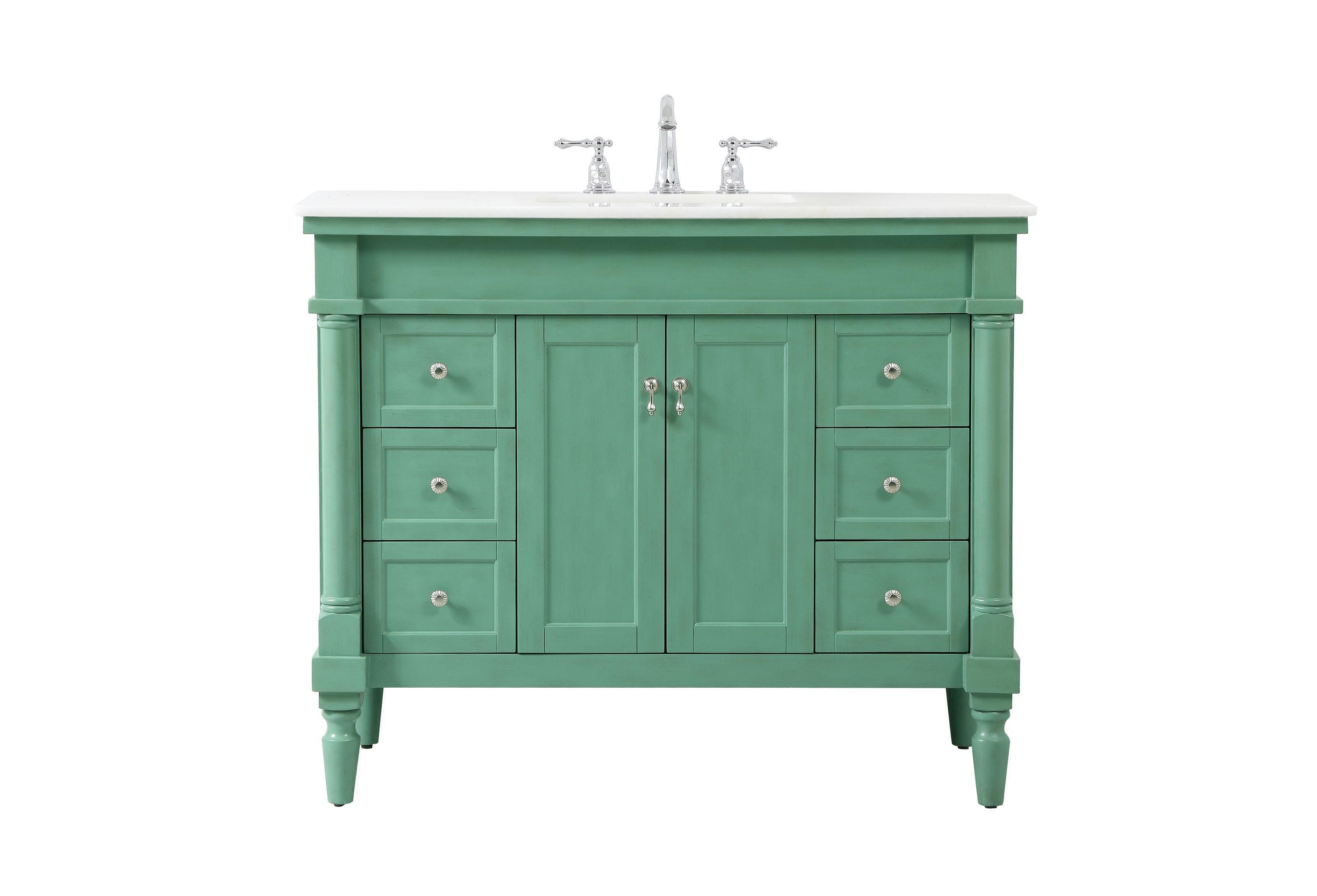 Elegant Decor Lexington 42" Solid Wood Single Bathroom Vanity in Vintage Mint